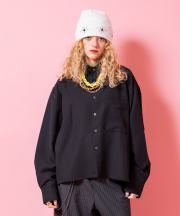 a.p.o.v. オーバーサイズクロップド丈ジャージーシャツ/ブラック