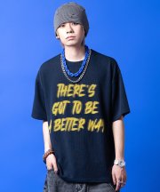 a.p.o.v. メッセージロゴオーバーサイズサマーニットTシャツ/ネイビー