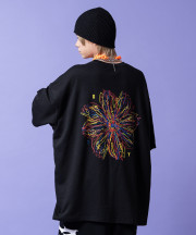 a.p.o.v. グラフィックフラワーバックプリントオーバーサイズTシャツ/ブラック