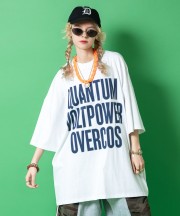 a.p.o.v. アメカジ調ロゴビッグプリントスーパーオーバーサイズTシャツ/ホワイト