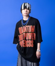 a.p.o.v. アメカジ調ロゴビッグプリントスーパーオーバーサイズTシャツ/ブラック
