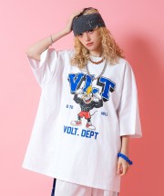 a.p.o.v. マッスルキャラプリントスーパーオーバーサイズコットンTシャツ/ホワイト