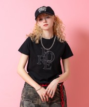 a.p.o.v. クロップド丈ラグランY2KプリントTシャツ(レディース)/ブラック