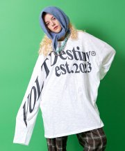 a.p.o.v. オーバーサイズスリーブプリントロングTシャツ/ホワイト