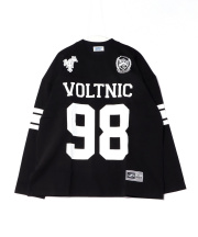 a.p.o.v. オーバーサイズナンバリングプリントラグビーロングTシャツ/ブラック