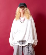 a.p.o.v. オーバーサイズグランジロングTシャツ/ホワイト