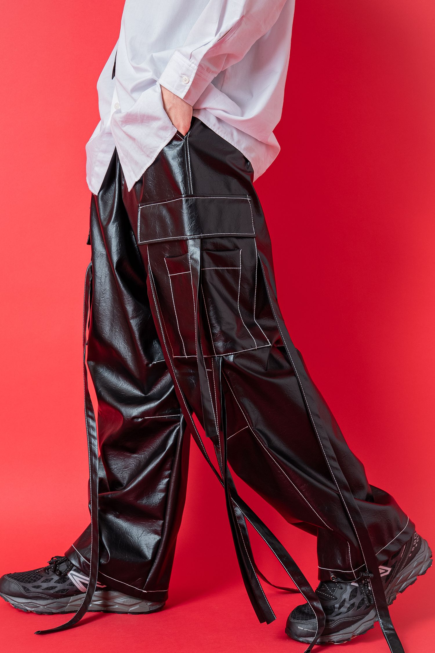 【ankorock】ユニセックス　美品　超パンクバルーン　リブパンツ レザーテクノパンツ ankoROCK(アンコロック) メンズ レディース