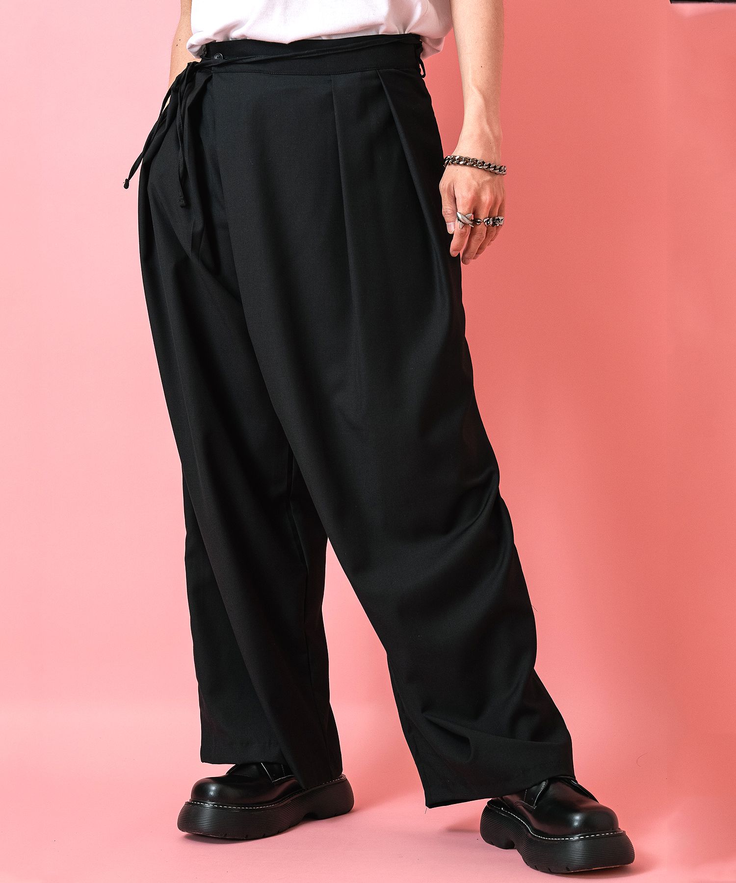 a.p.o.v.  ロングコードベルトワイドラップパンツ