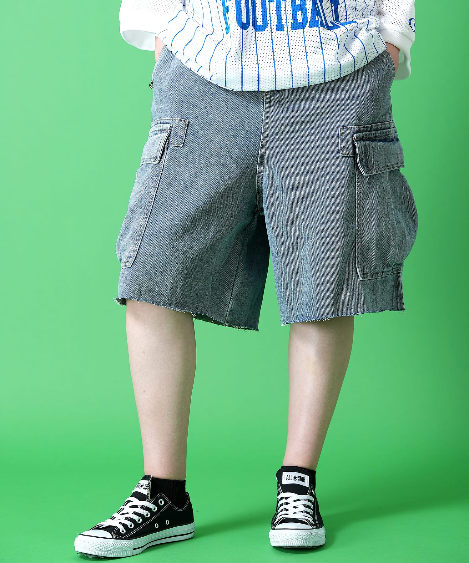 a.p.o.v.  オーバーダイ＆カットオフデニムハーフパンツ