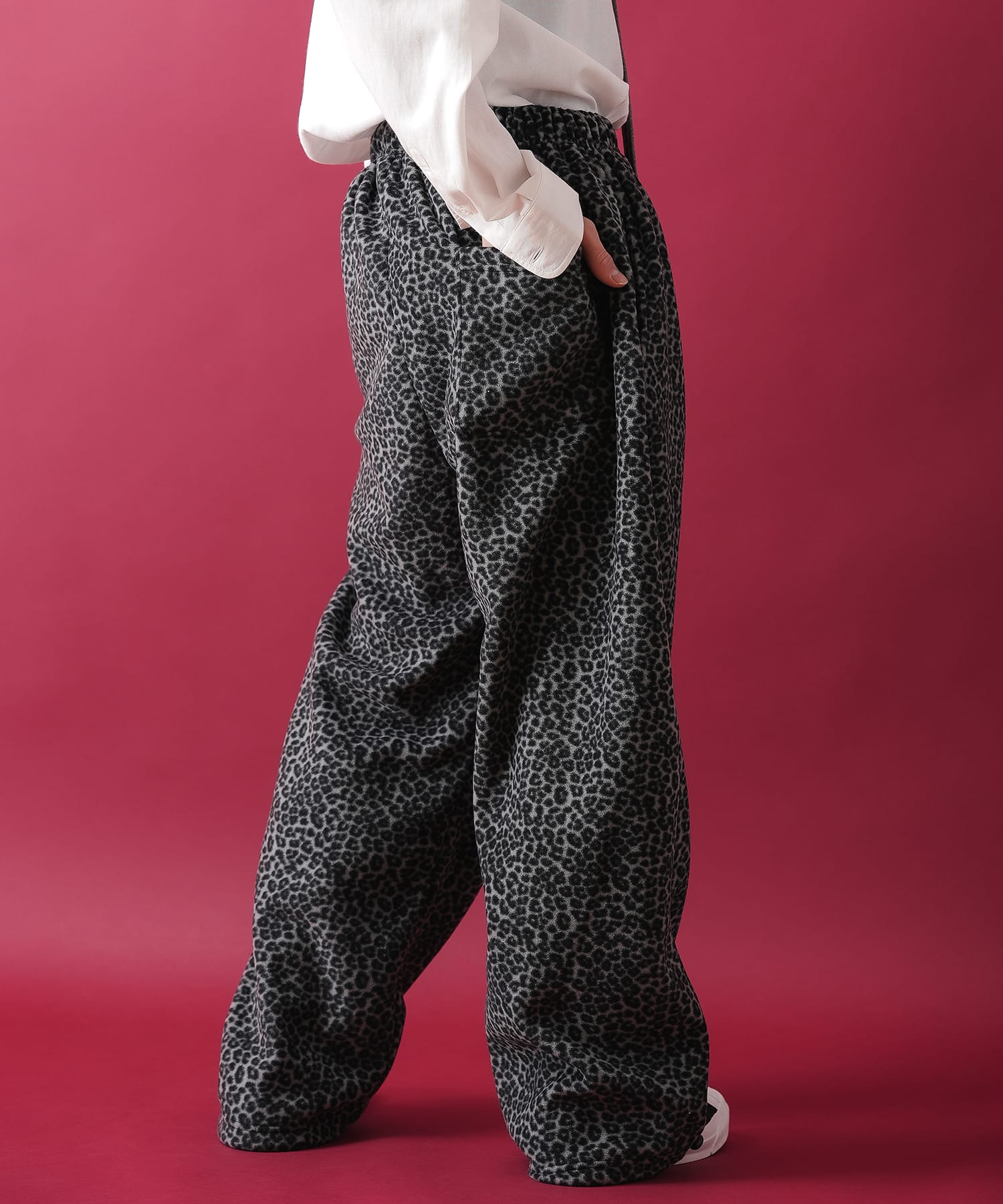 レオパード裏起毛フリースワイドイージーパンツ / メンズ レディース