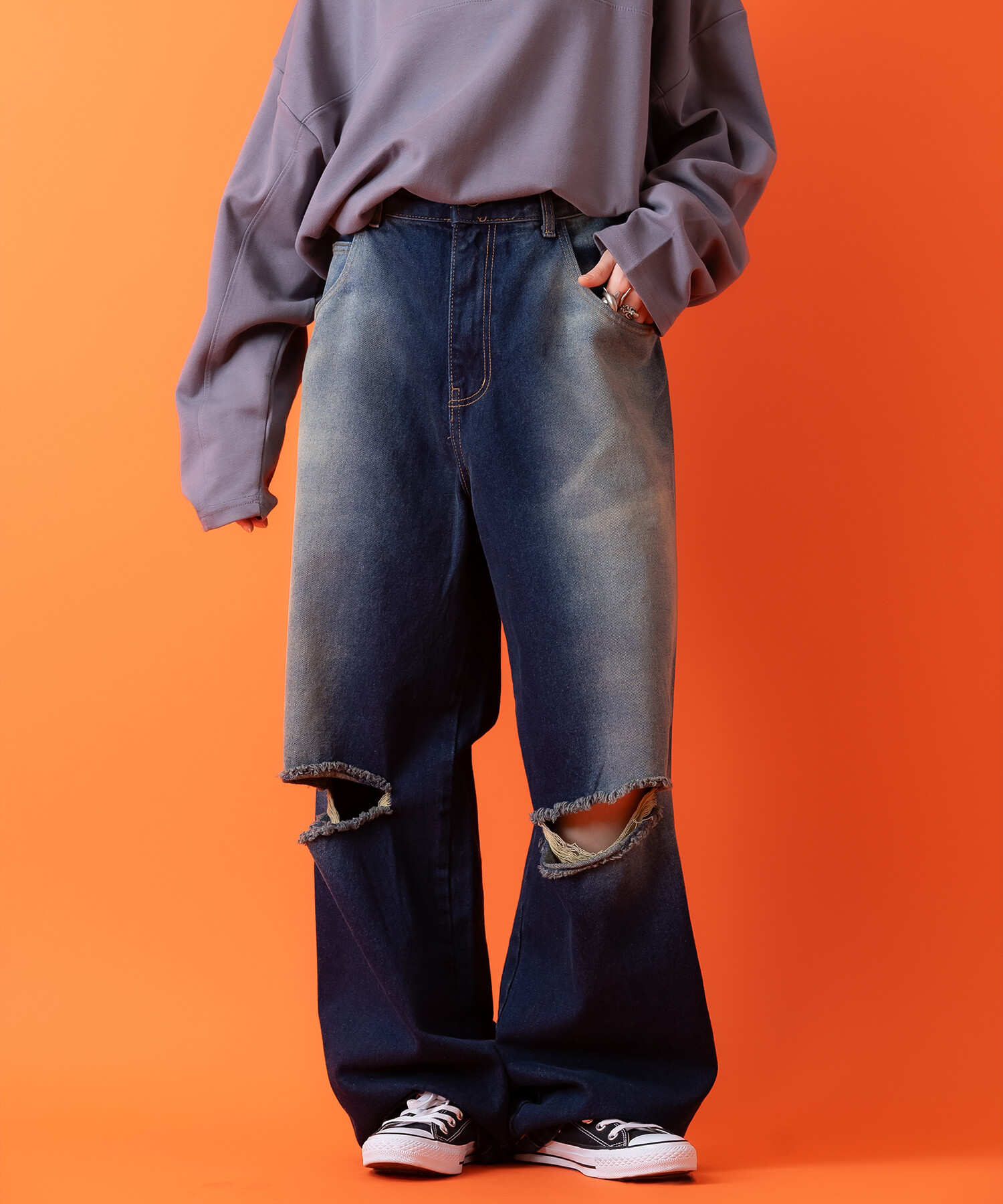2色 デニム パンツ イージーパンツ ウォッシュ加工 ジーンズ 5 2TYPEウォッシュカーゴデニムパンツ | レディースファッション