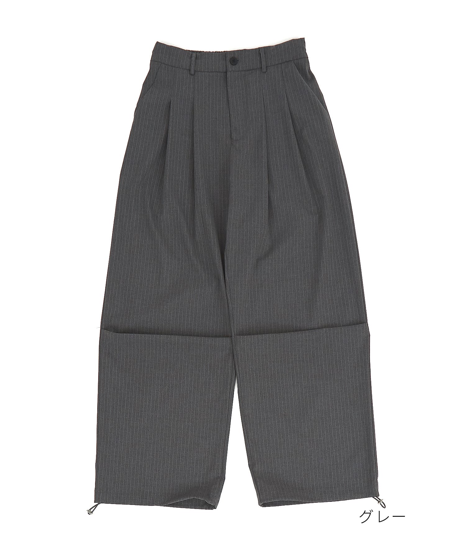 ドレープニータックピンストライプフレアツータックスラックス
