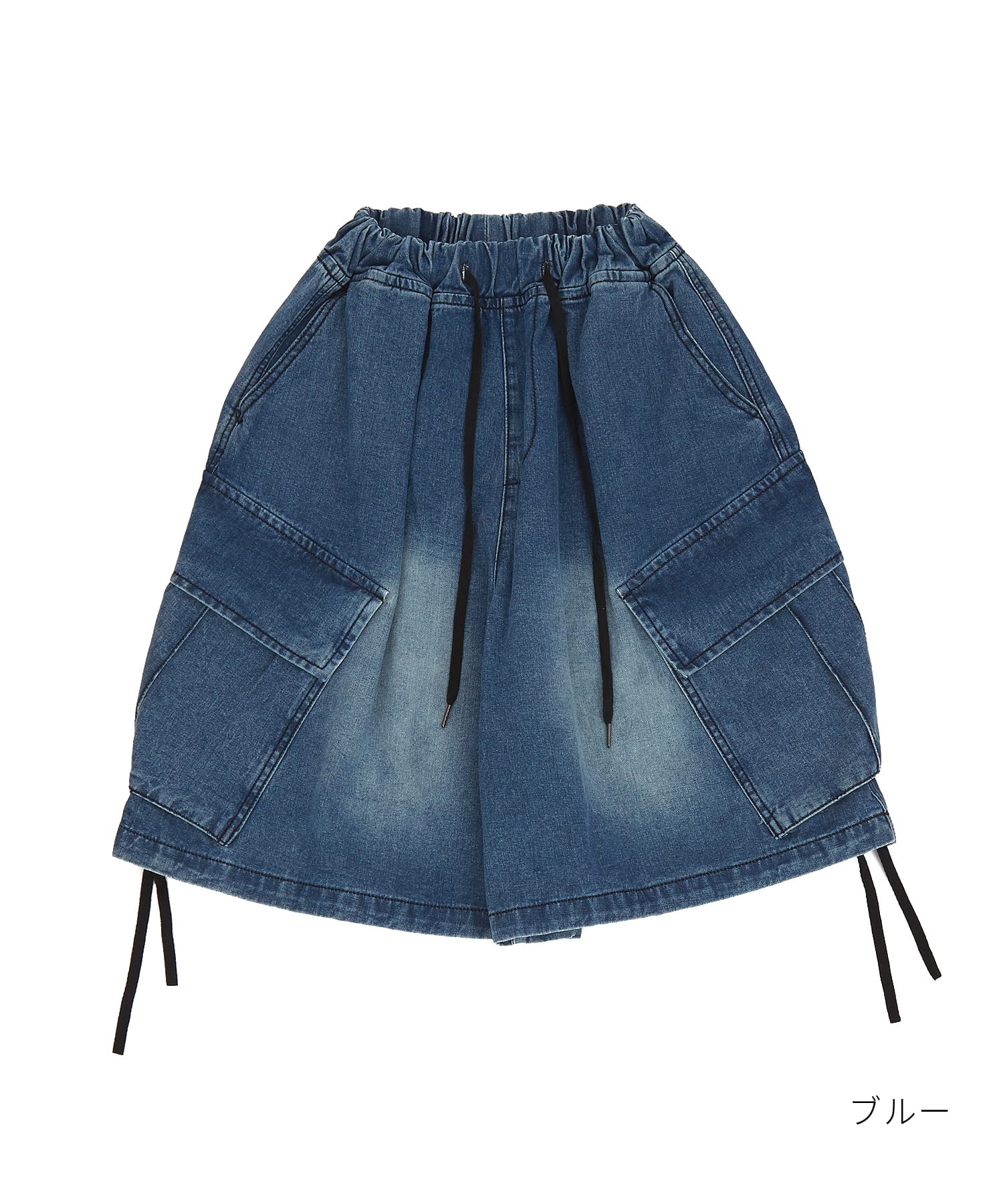 スーパーワイドスラントポケットデニムカーゴハーフパンツ / メンズ