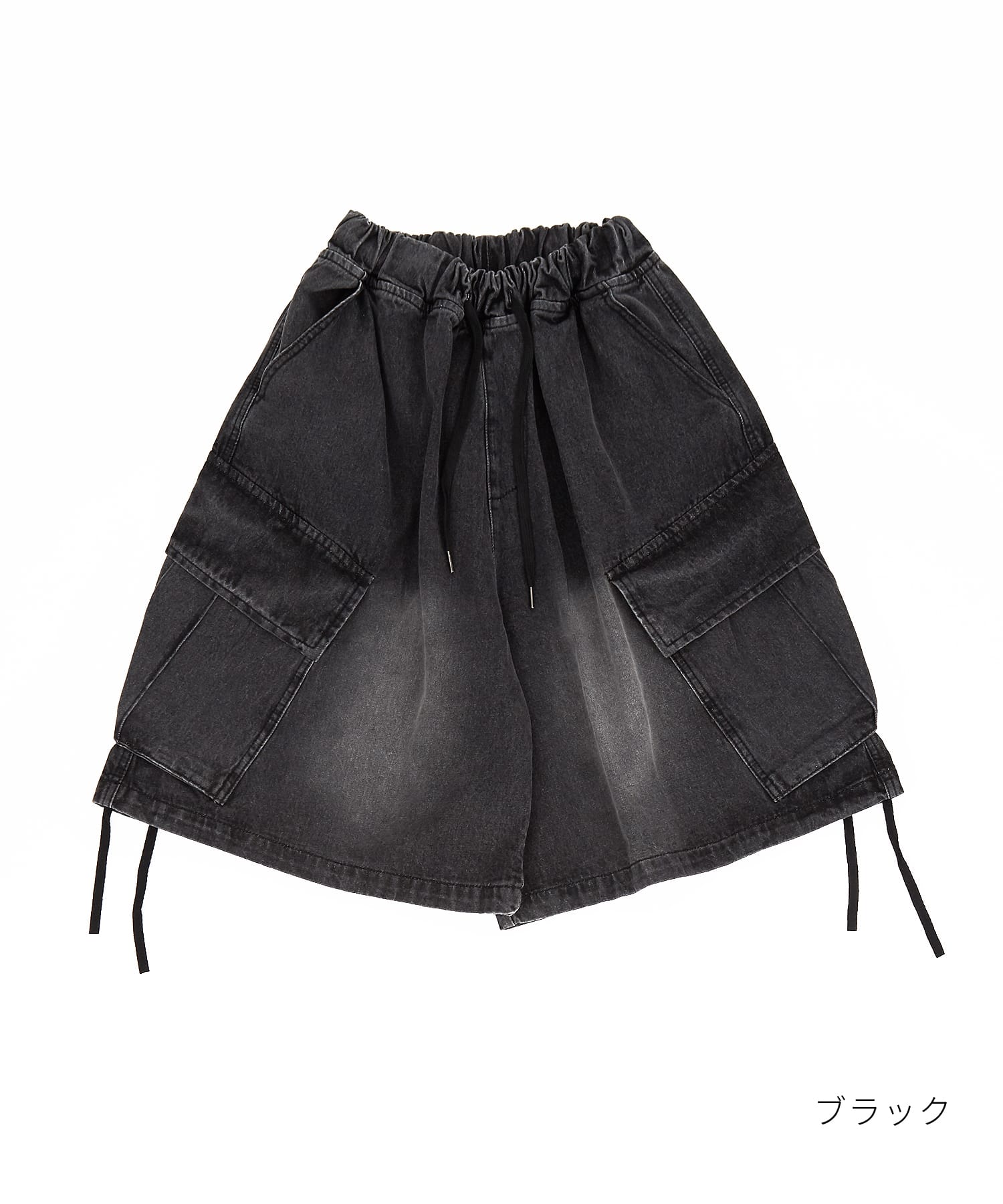 スーパーワイドスラントポケットデニムカーゴハーフパンツ / メンズ