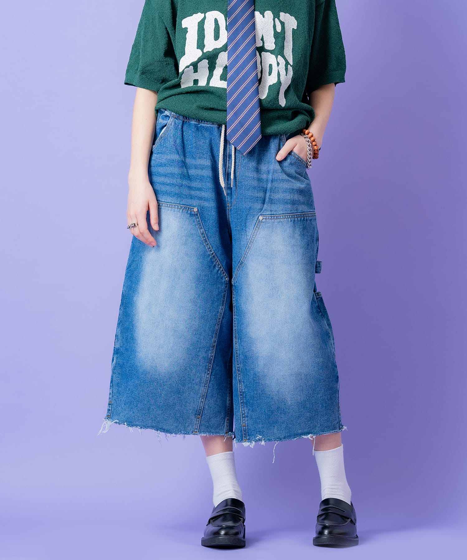 a.p.o.v.  ダブルニーデニムスーパーワイドペインターハーフパンツ