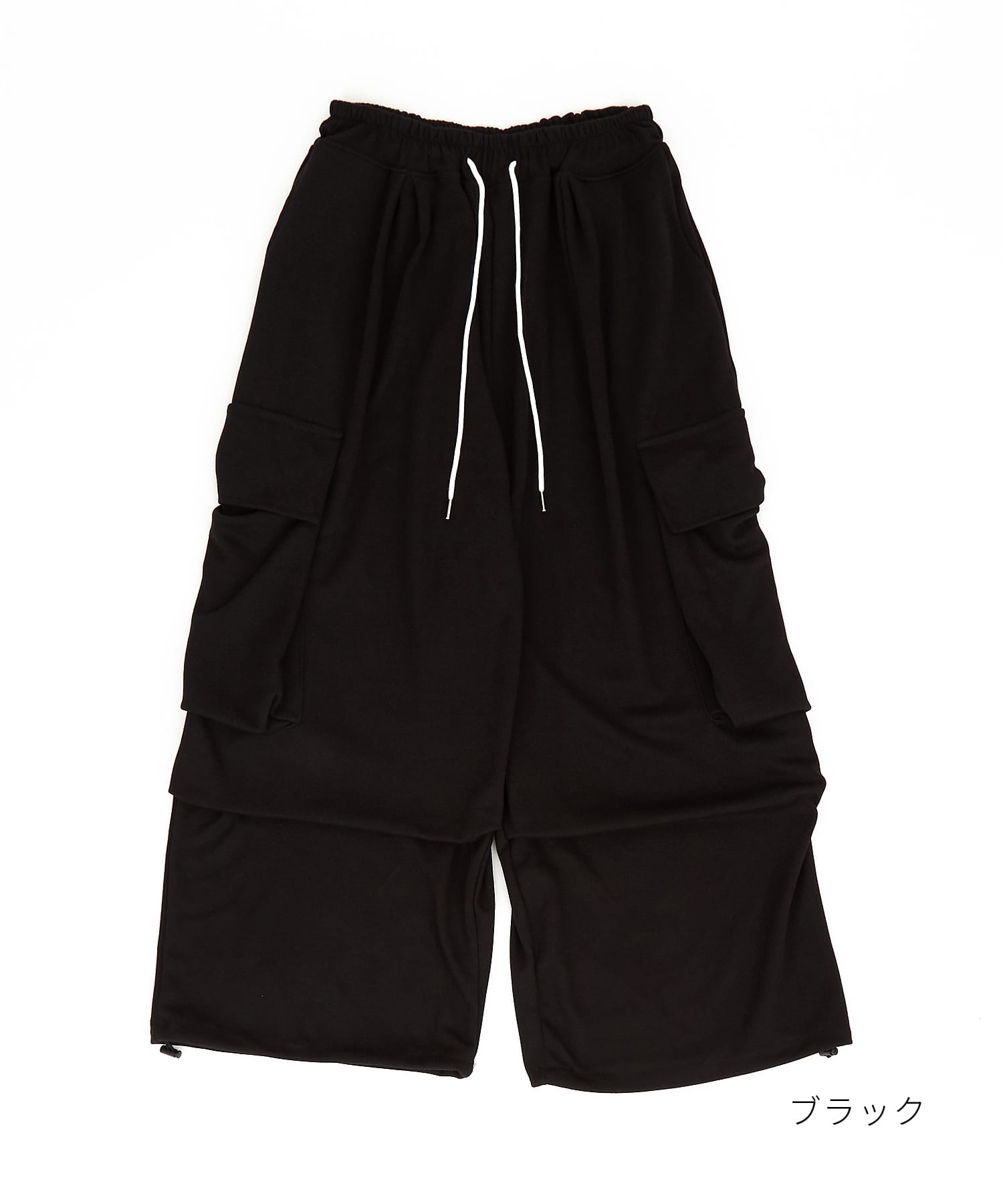 SUAVELE - トロミドレープ　イージーカーゴパンツ　【上品カーゴ】　黒 SUAVELE - トロミドレープイージーカーゴパンツ【上品カーゴ】黒