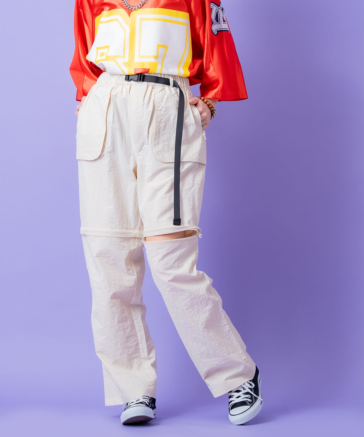 ベルトコンバーチブルナイロンパンツ / メンズ レディース ユニ