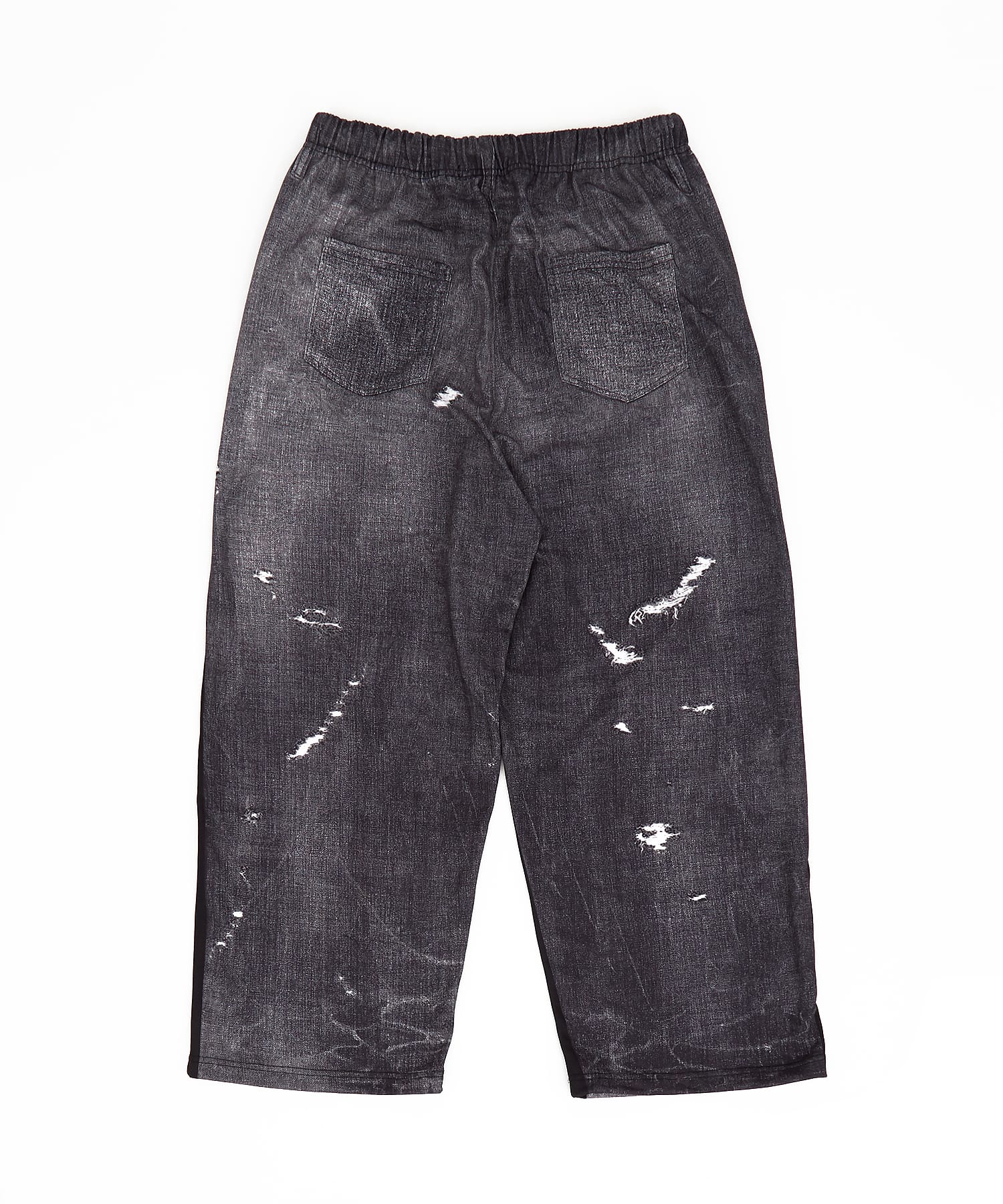 フェイクヴィンテージデニム転写スウェットパンツ / ワイド スエット