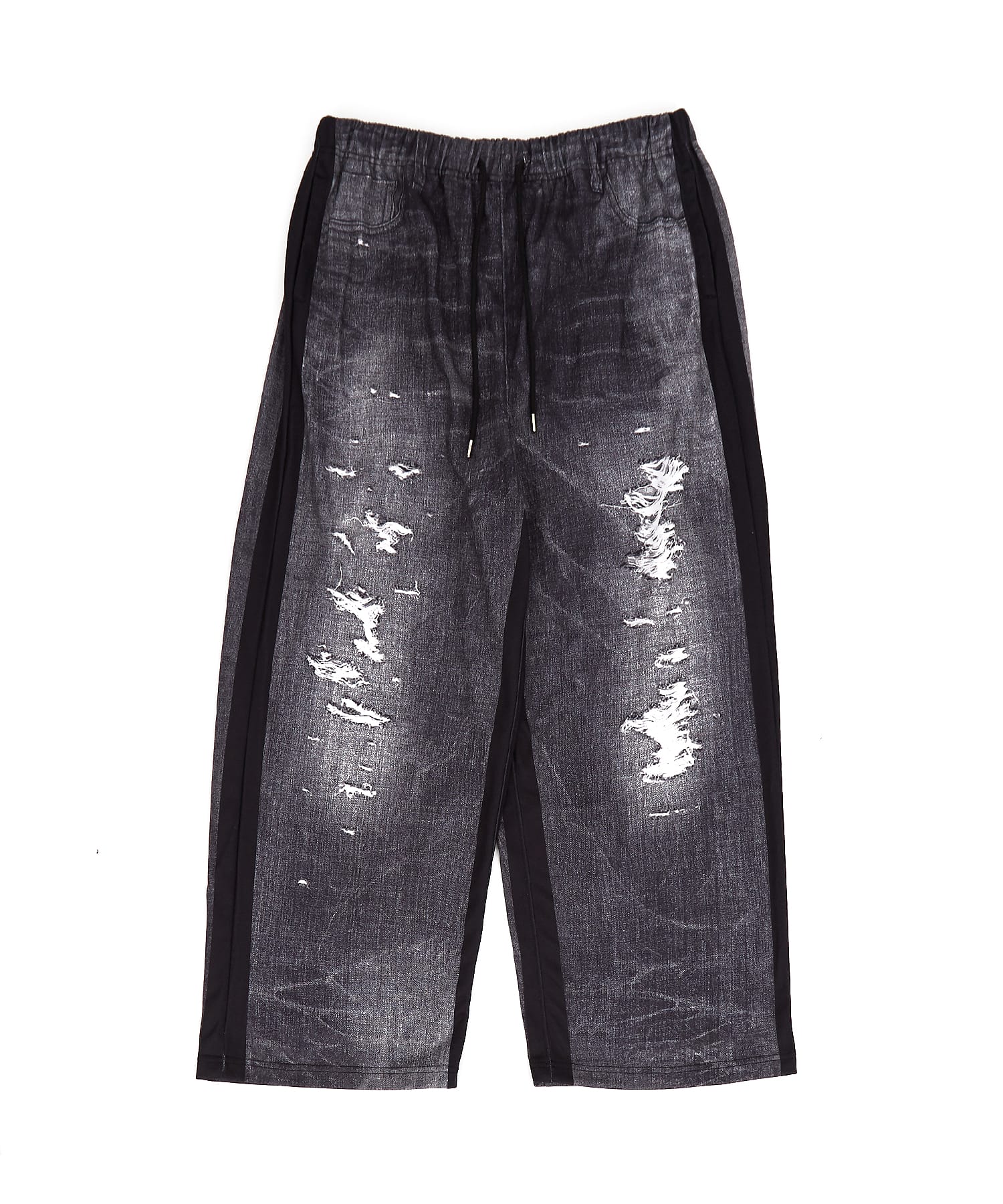 フェイクヴィンテージデニム転写スウェットパンツ / ワイド スエット