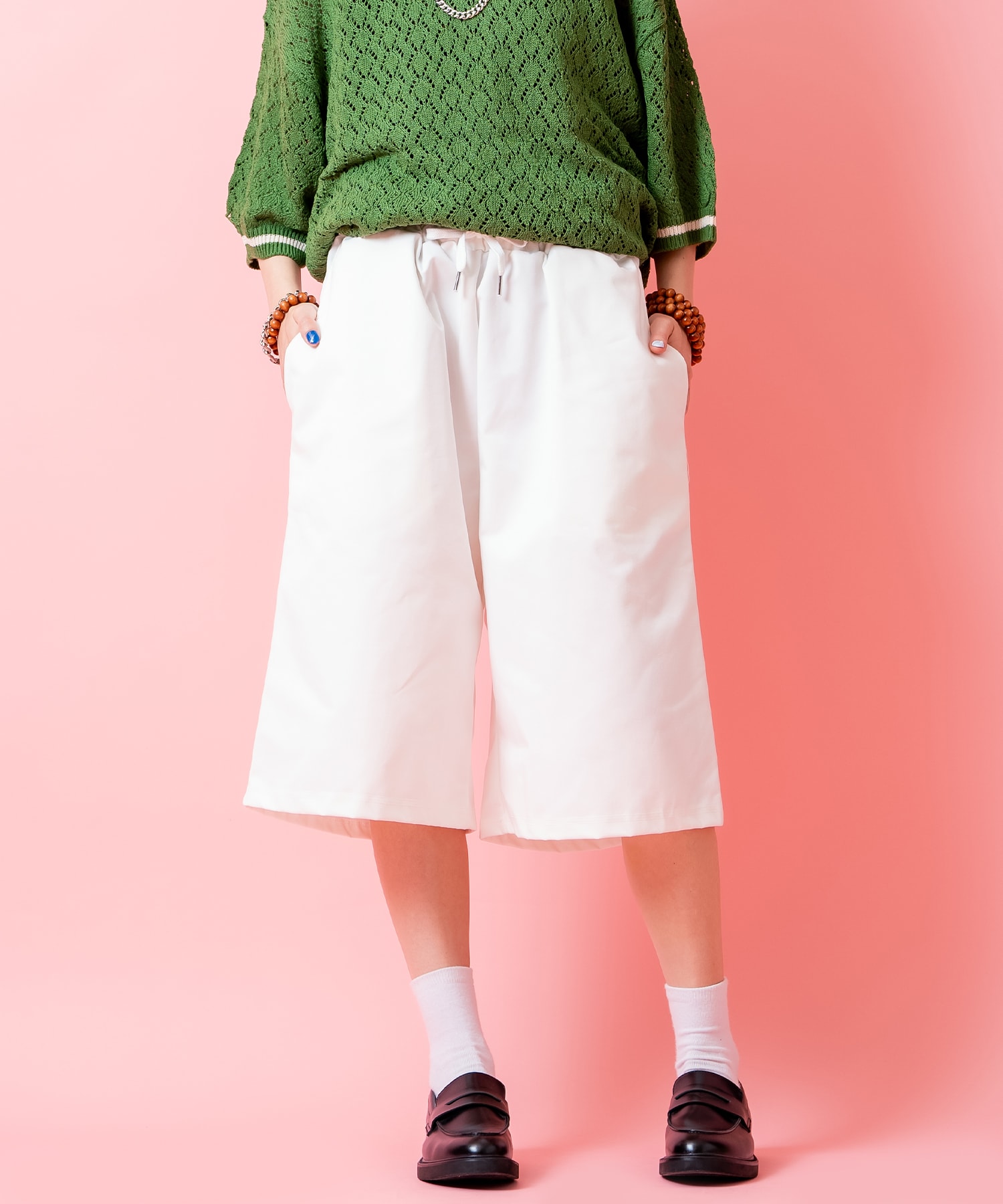 a.p.o.v.  コットンワークワイドハーフパンツ