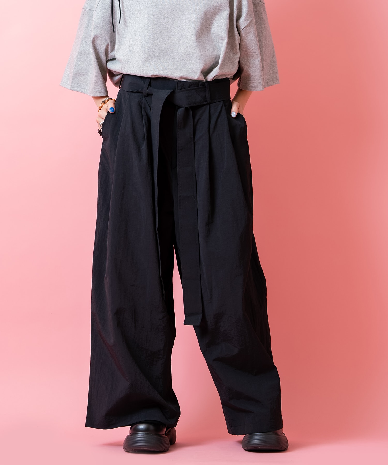 【セール】 a.p.o.v. -ankoROCK's select- コードロングベルトマットポリスーパーワイド袴パンツ