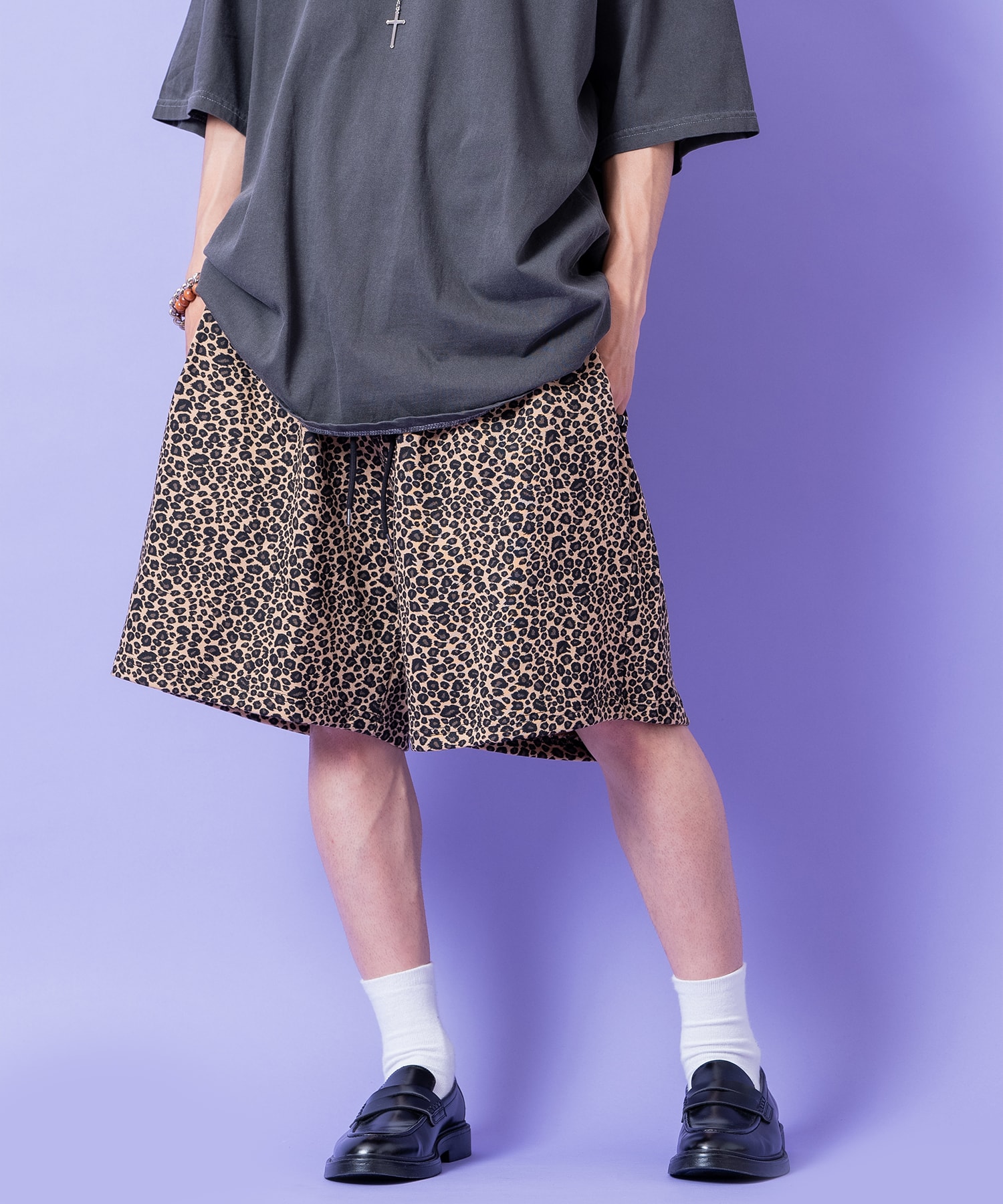 a.p.o.v. -ankoROCK's select- レオパードスウェットイージーハーフパンツ