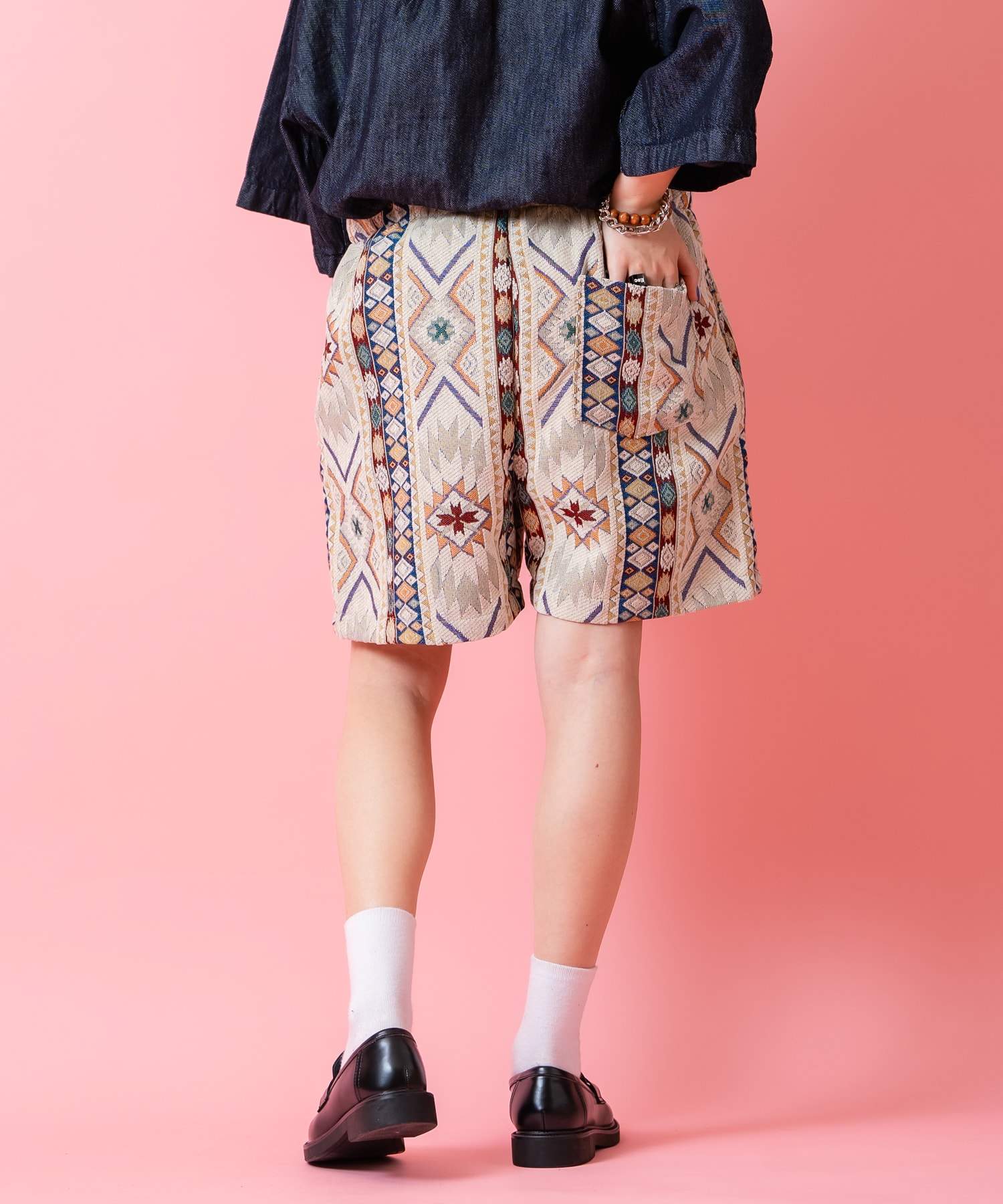 ネイティブ柄ゴブランイージーショートパンツ / メンズ