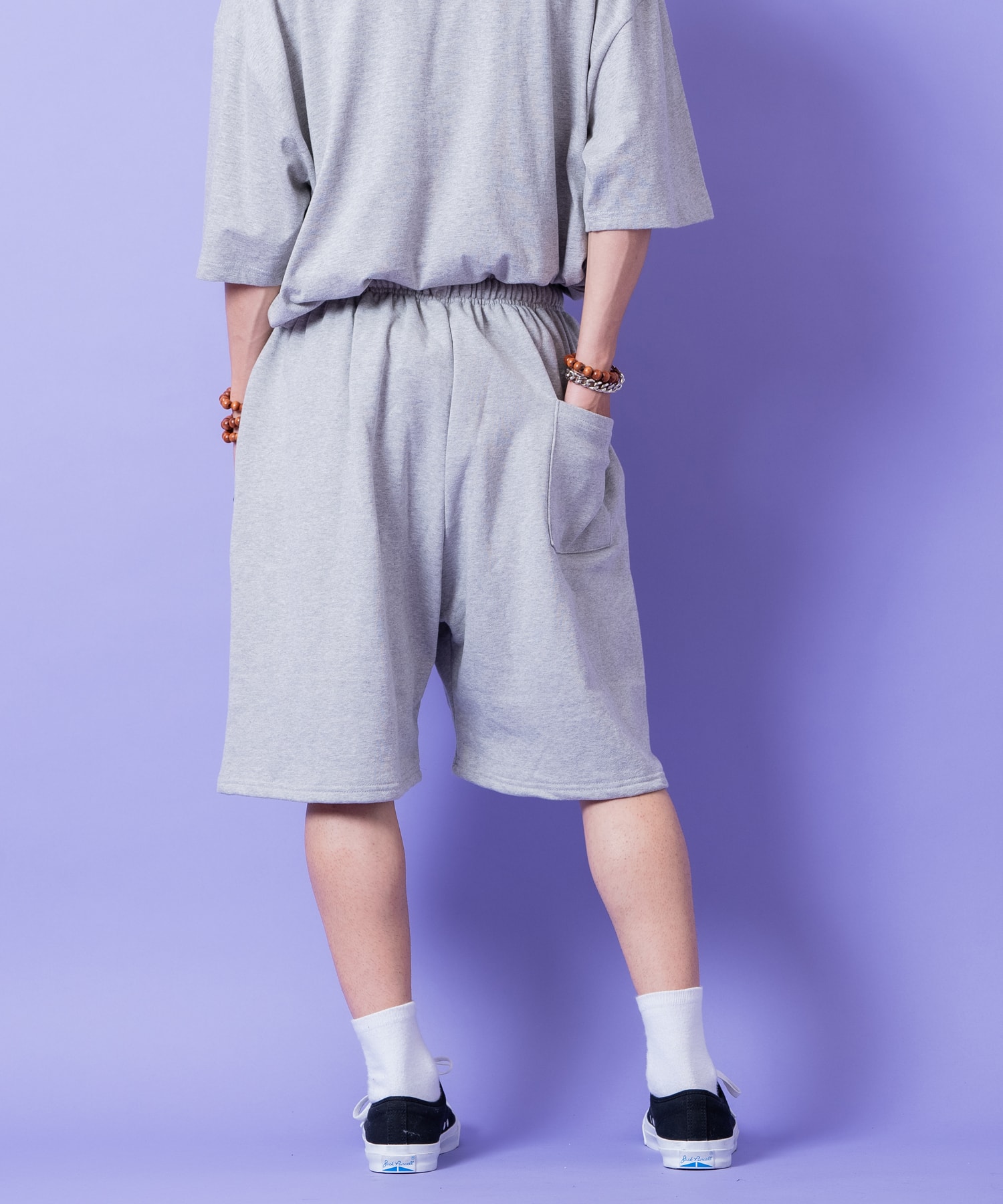 ストリートロゴプリントワイドスウェットハーフパンツ / メンズ