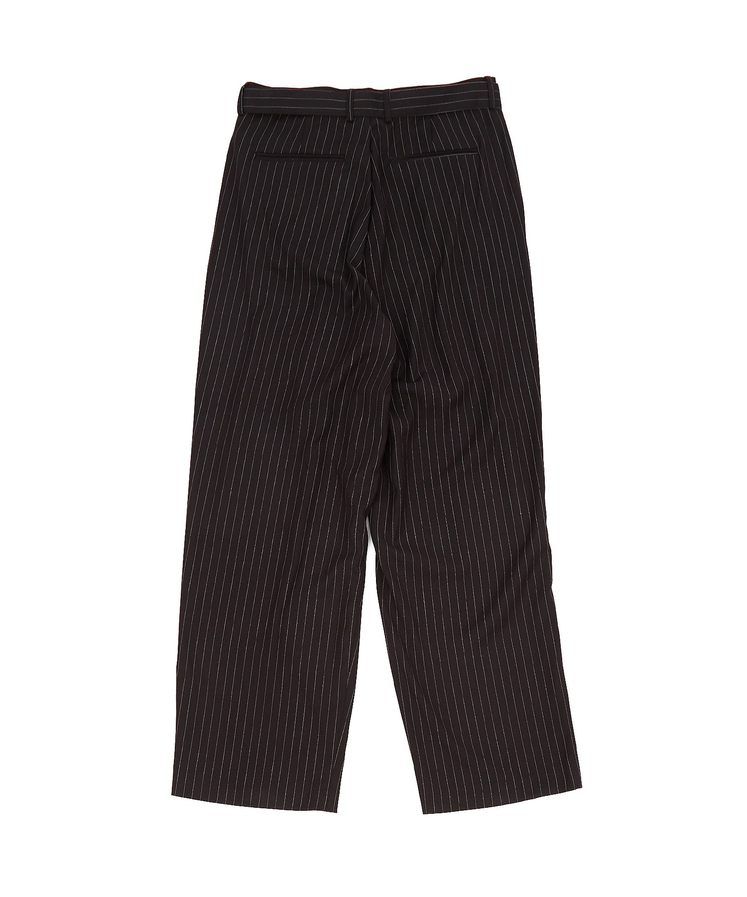 ピンストライプTRスーツロングベルト2タックワイドスラックス