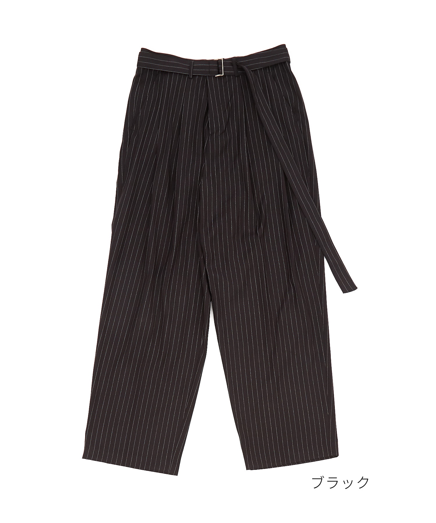 ピンストライプTRスーツロングベルト2タックワイドスラックス