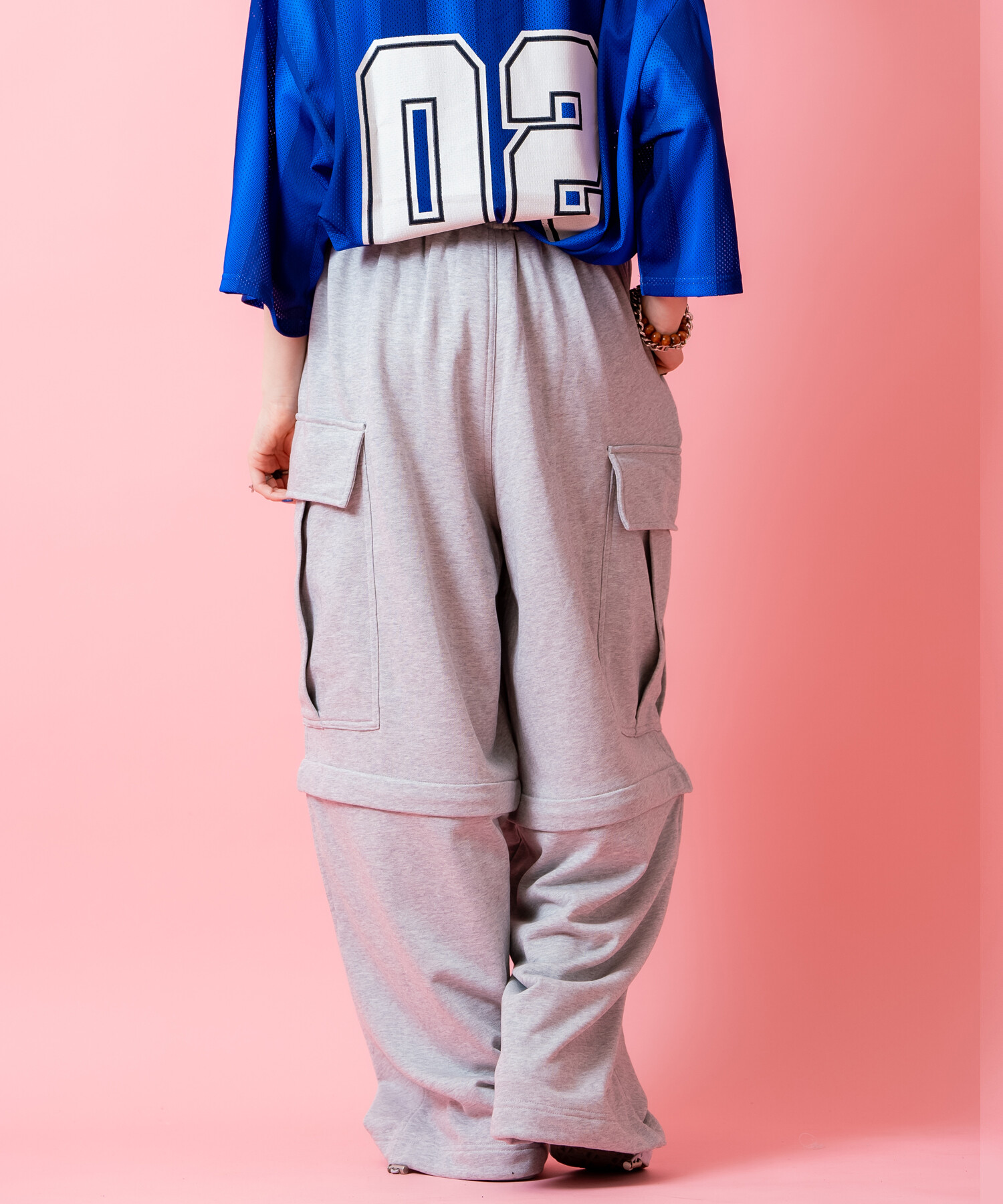 コンバーチブルロング＆ハーフ2WAYスウェット連打ポケット