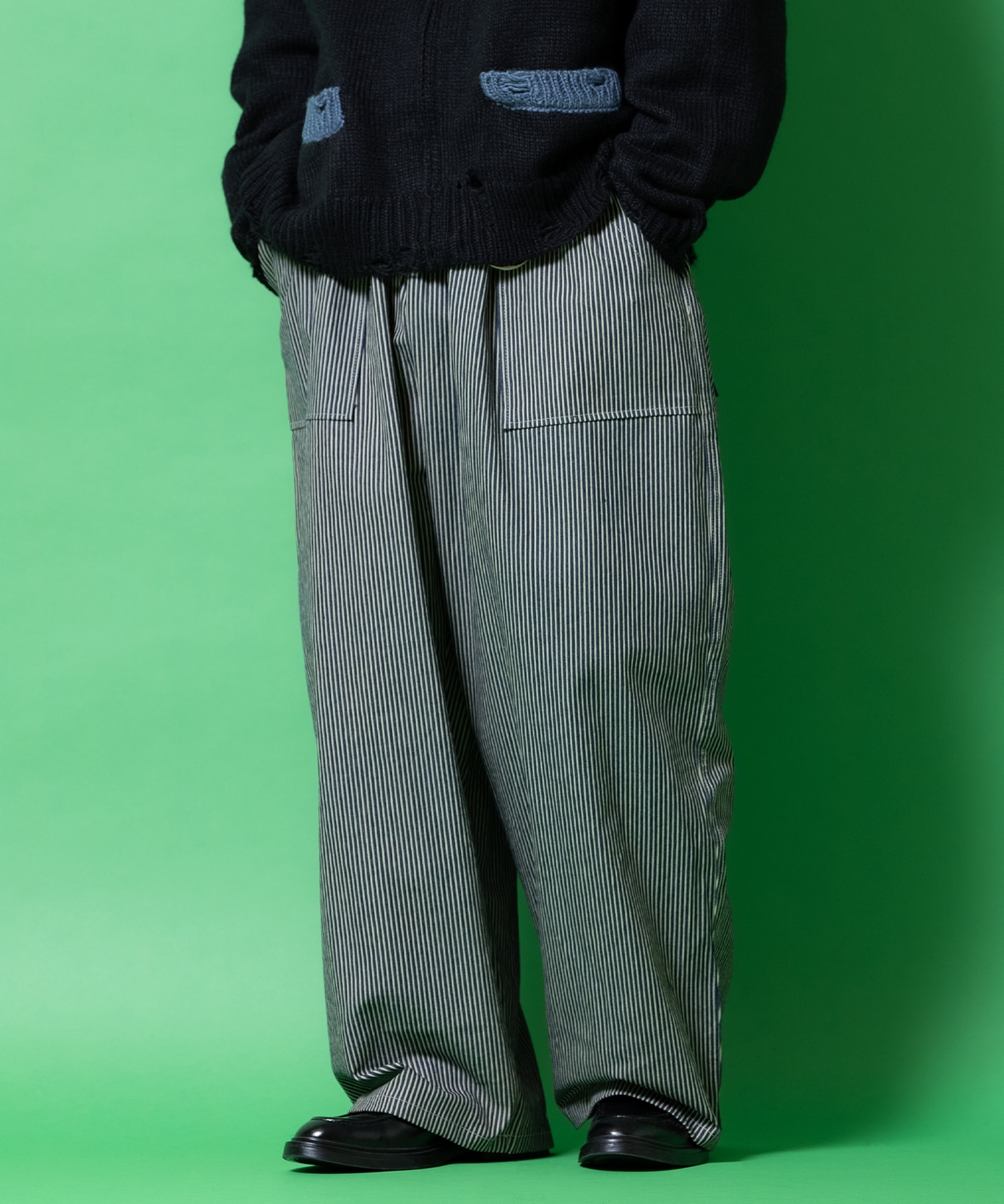 Evisu ヒッコリーストライプパンツ EVISU（エヴィス） ストライプ パンツ テーパード ボタンフライ 34