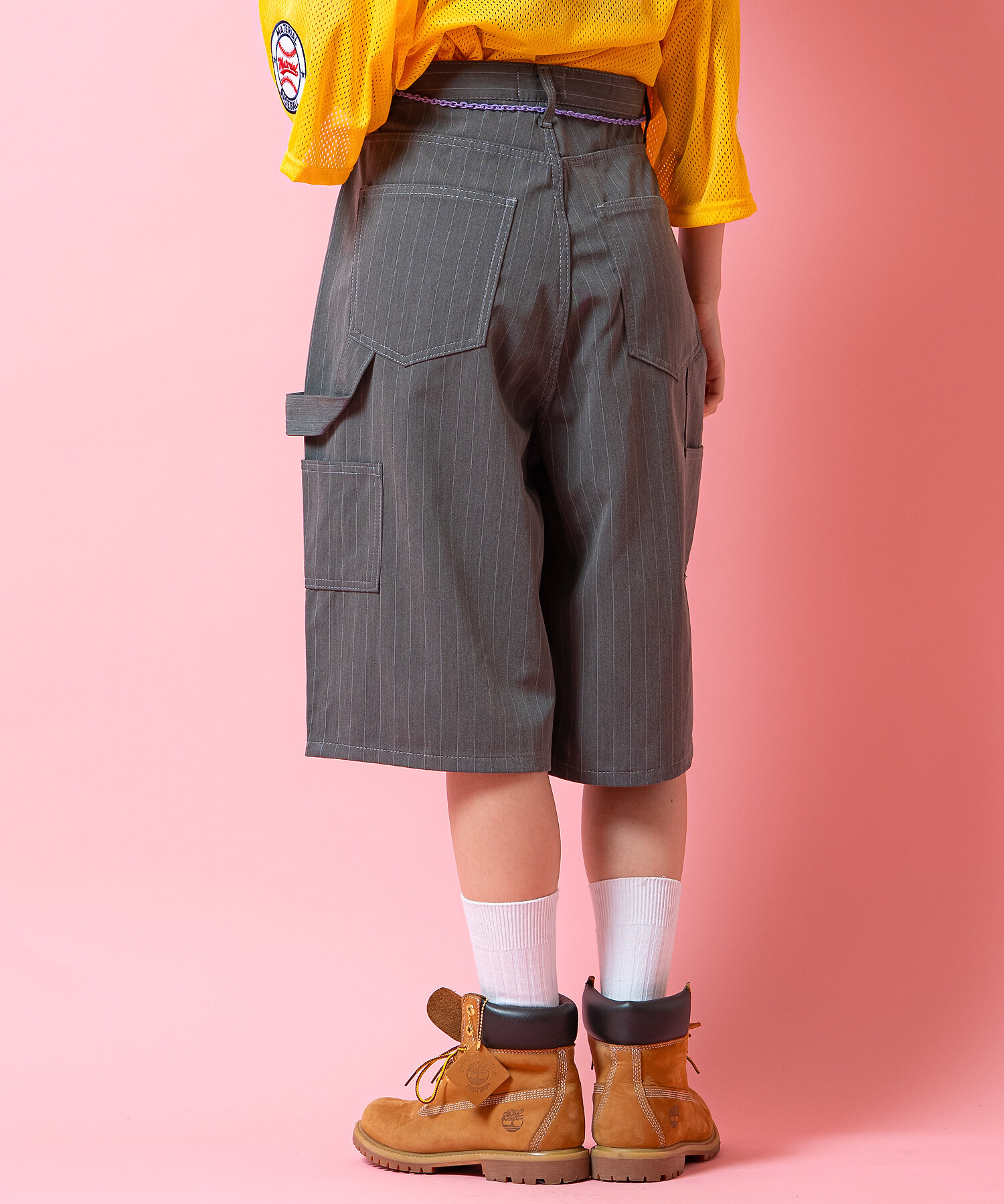 ピンストライプTRバギーペインターハーフパンツ / ユニセックス