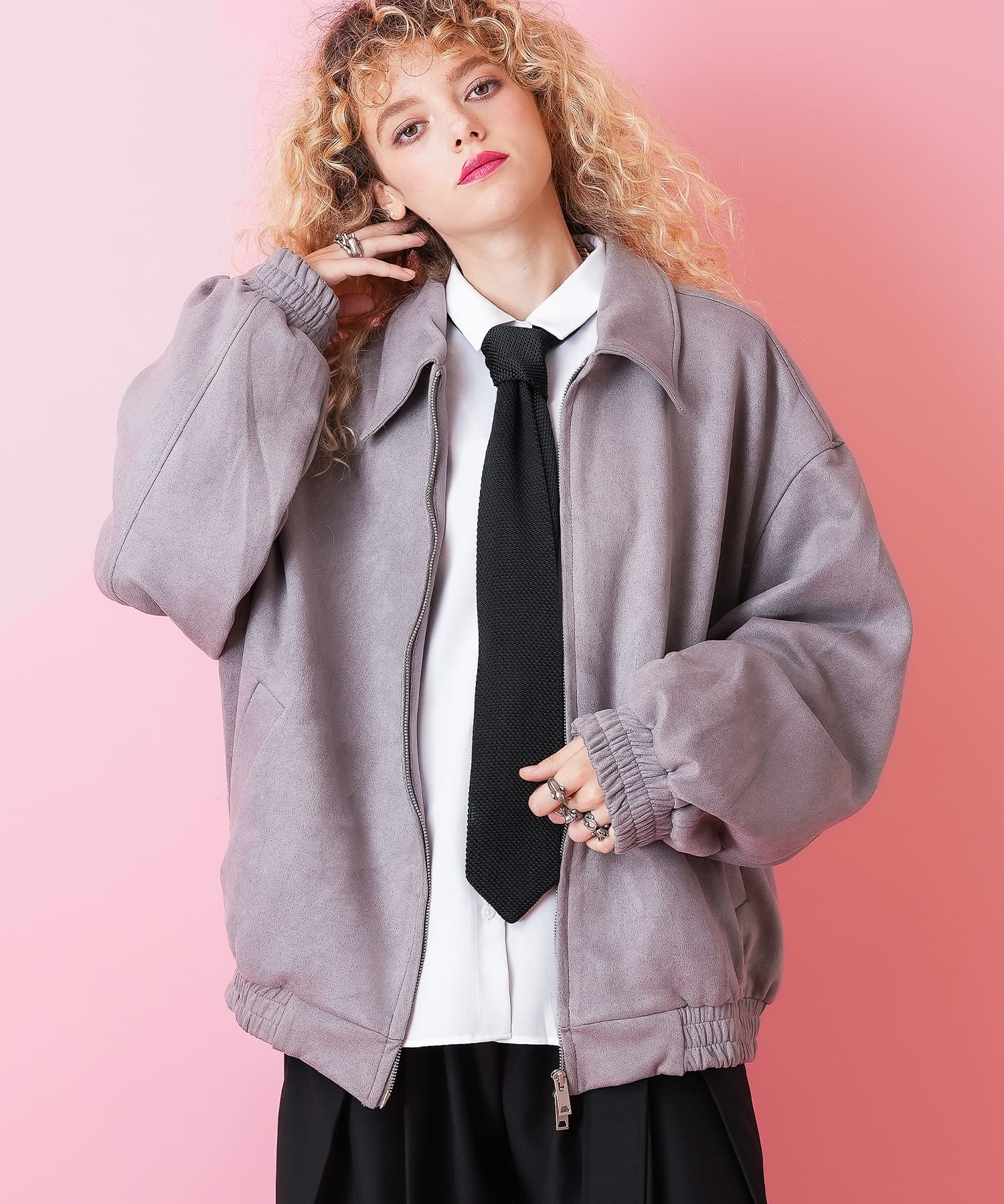 スウェードジップアップジャケット / メンズ レディース ユニセックス 