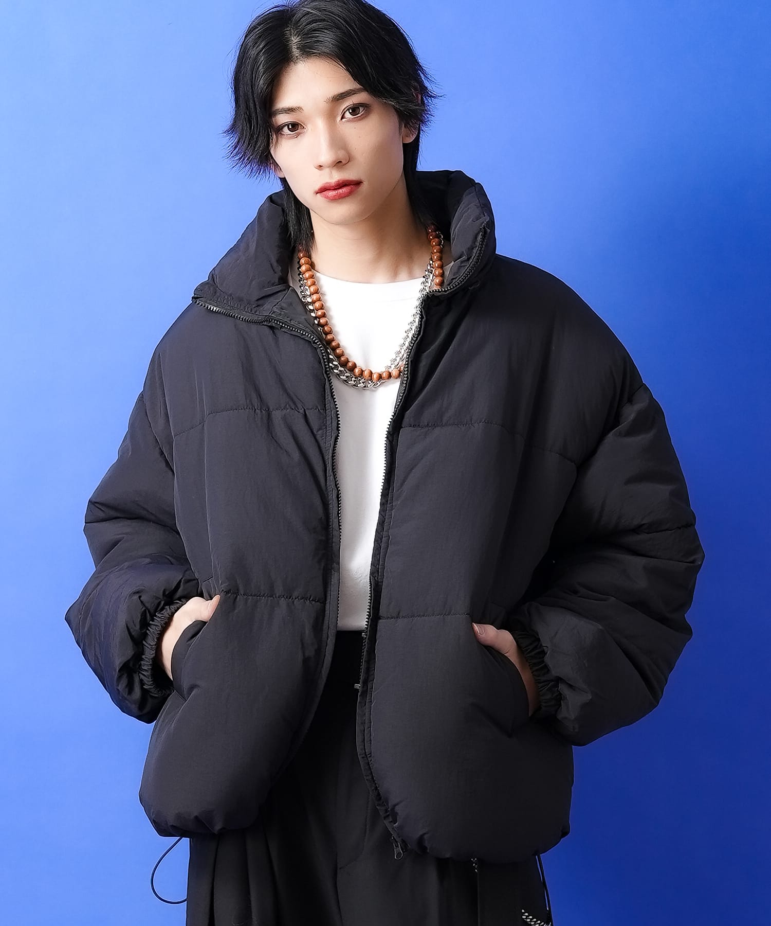 forksy.】花柄リバーシブルフーディ中綿ジャケット forksy