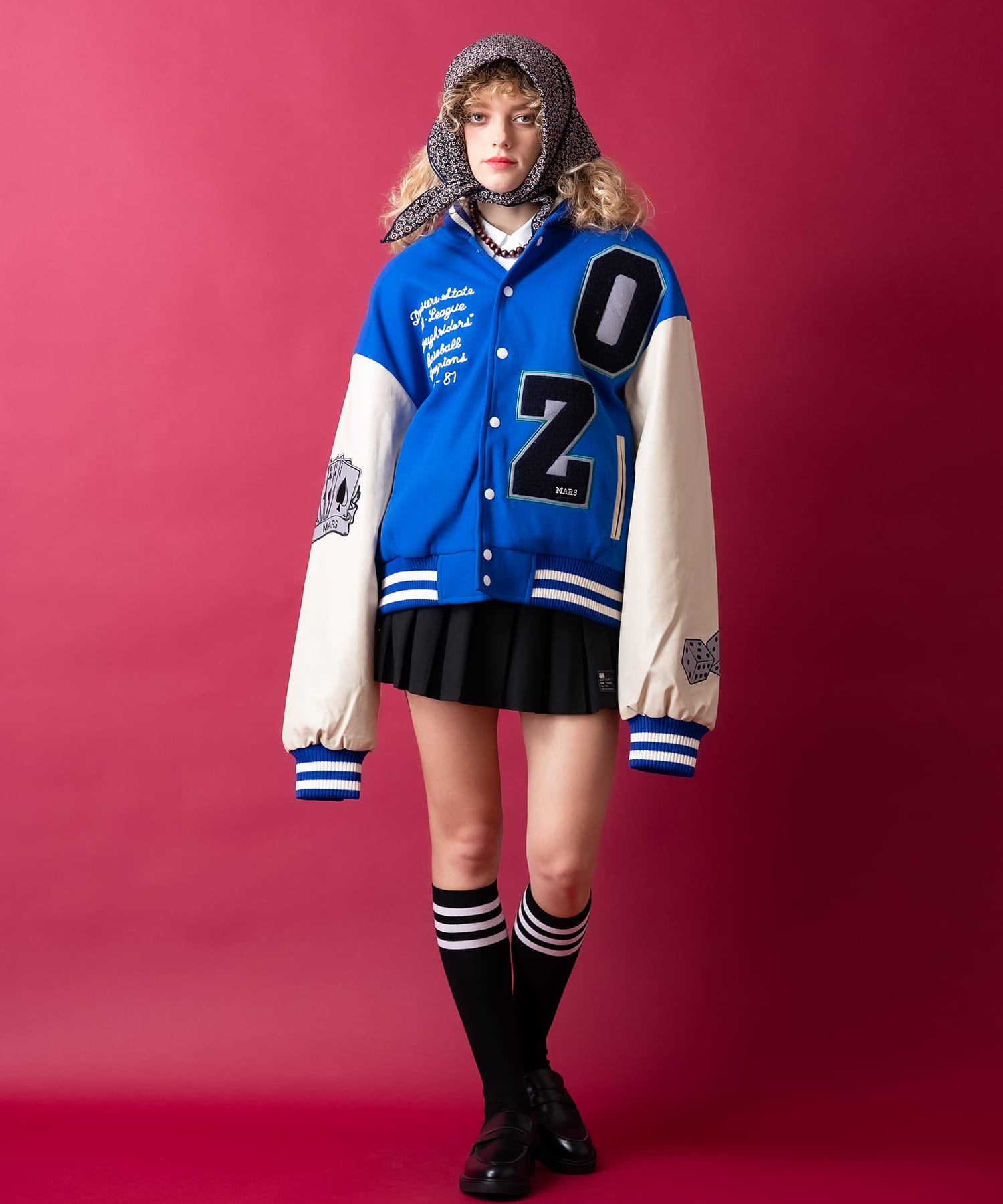 不思議の国のアリスモチーフワッペンウール＆合成皮革スタジャン