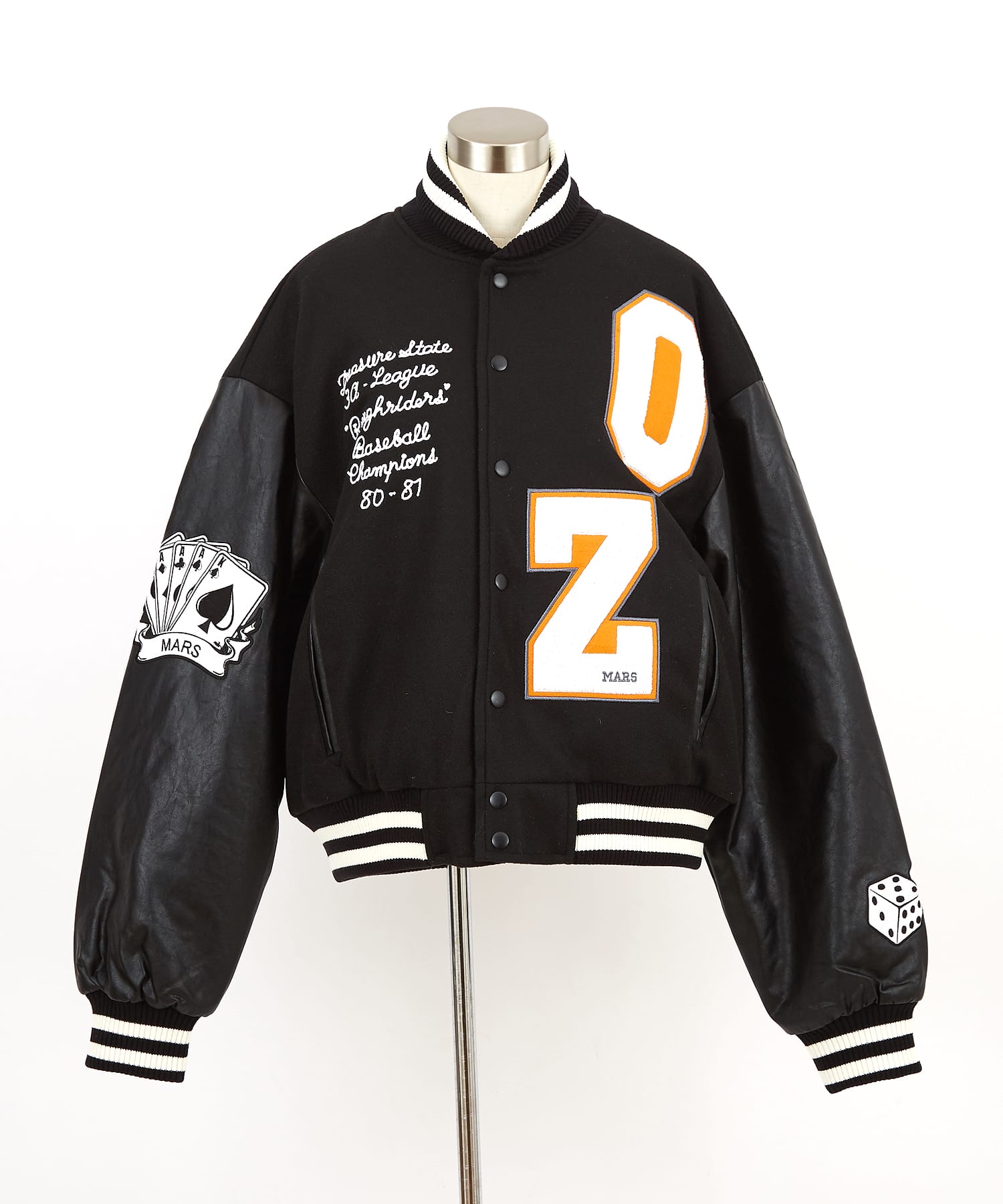 不思議の国のアリスモチーフワッペンウール＆合成皮革スタジャン