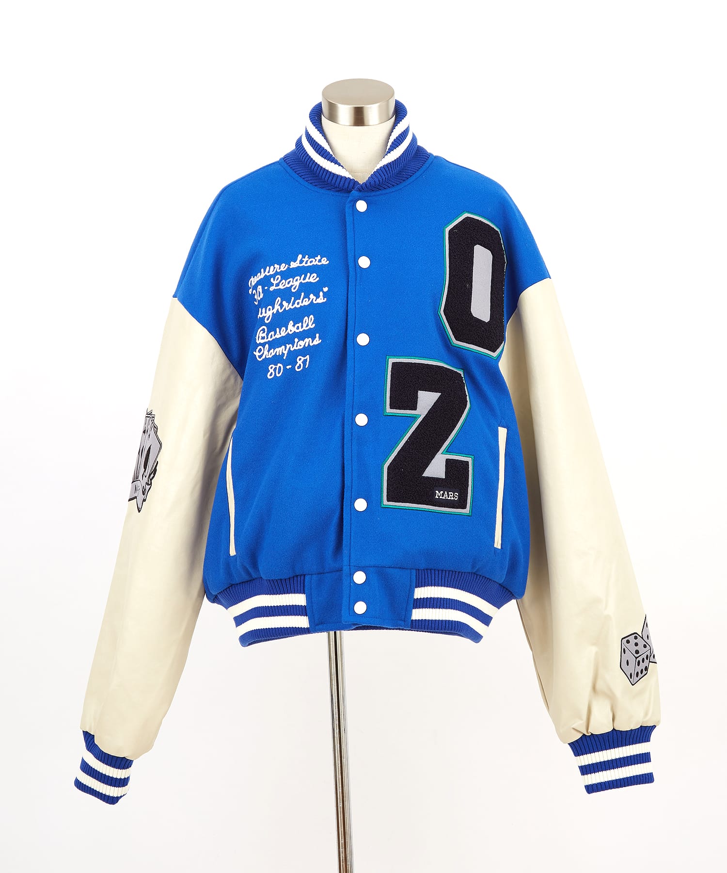 不思議の国のアリスモチーフワッペンウール＆合成皮革スタジャン