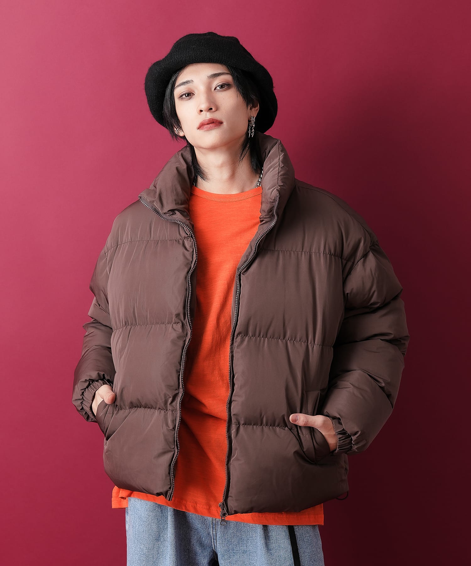 マットキルティングオーバーサイズ中綿ジャケット / メンズ レディース