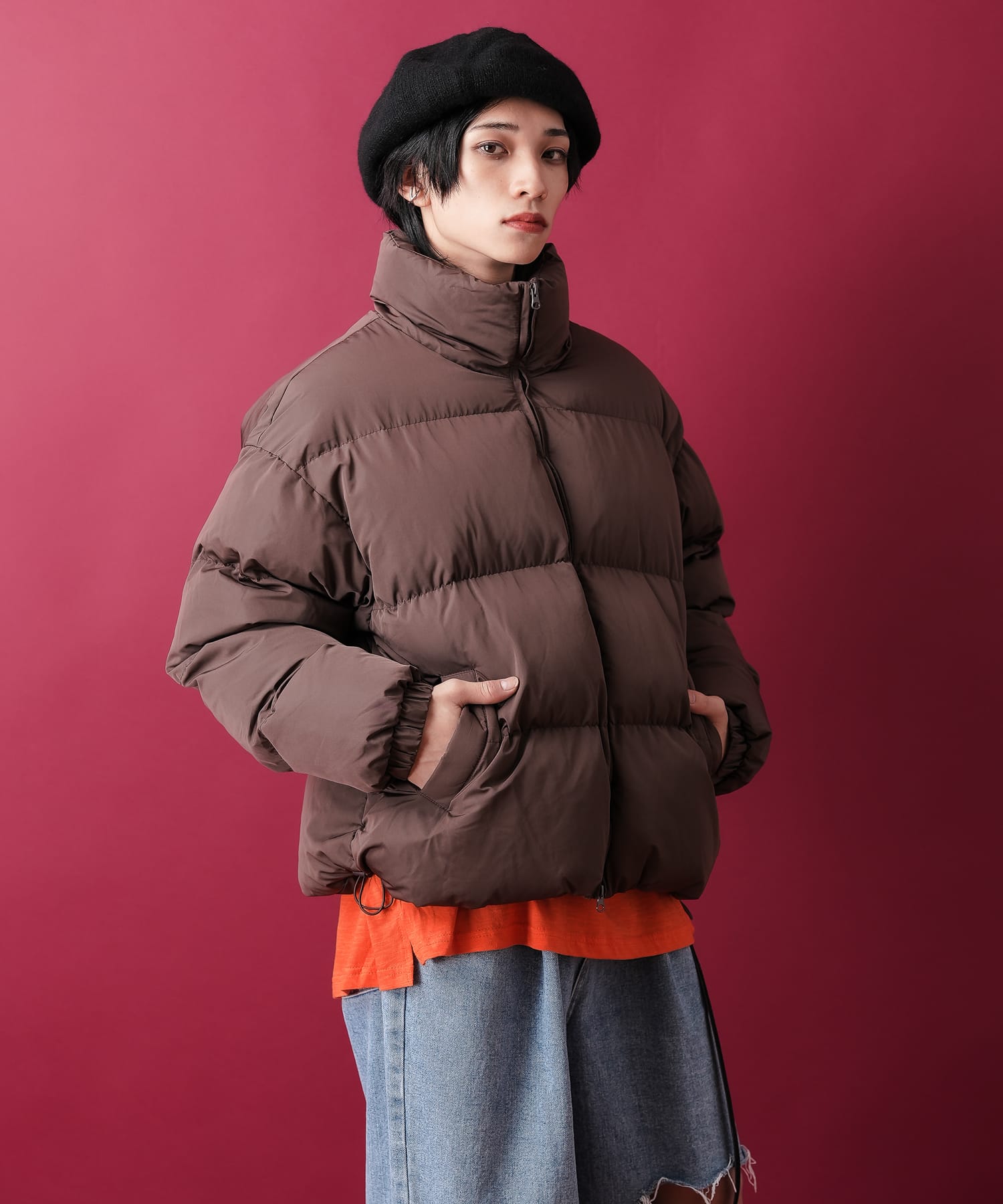 マットキルティングオーバーサイズ中綿ジャケット / メンズ レディース