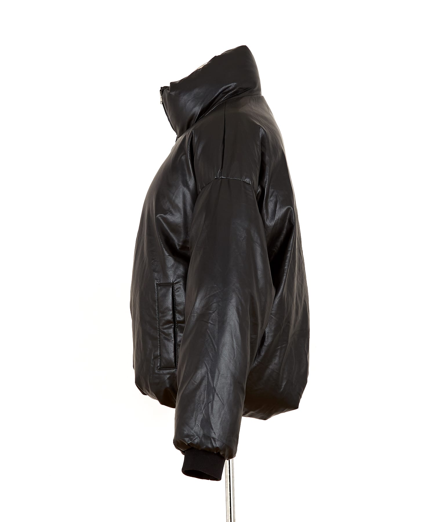 マットカラー合成皮革オーバーサイズ中綿ジャケット/ ブルゾン メンズ