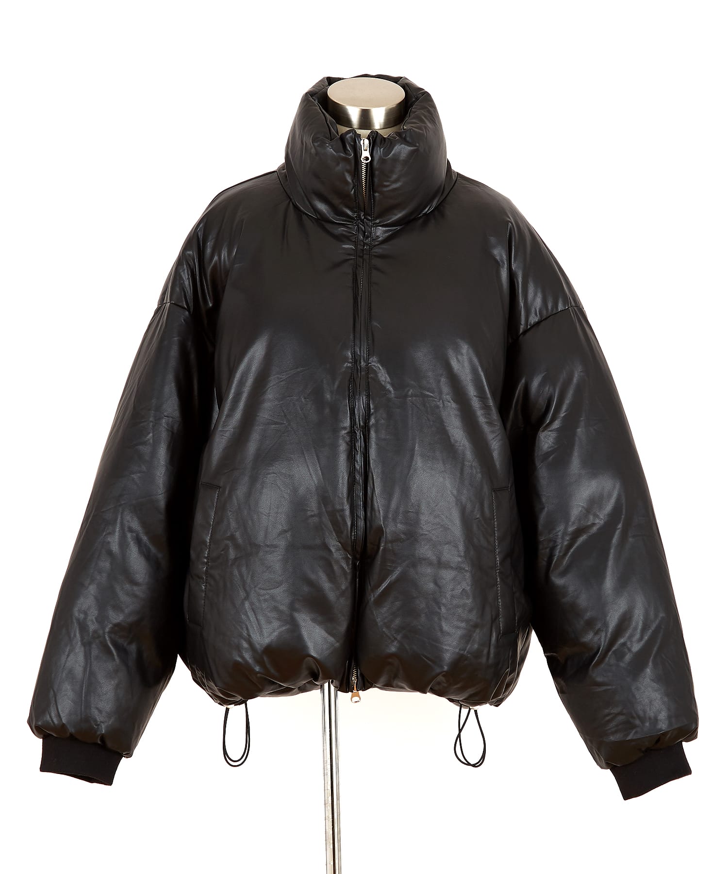 美品Lサイズ　パパス　中綿ジャケット　ブルゾン　チェック裏地　オーバーサイズ マットカラー合成皮革オーバーサイズ中綿ジャケット/ ブルゾン メンズ