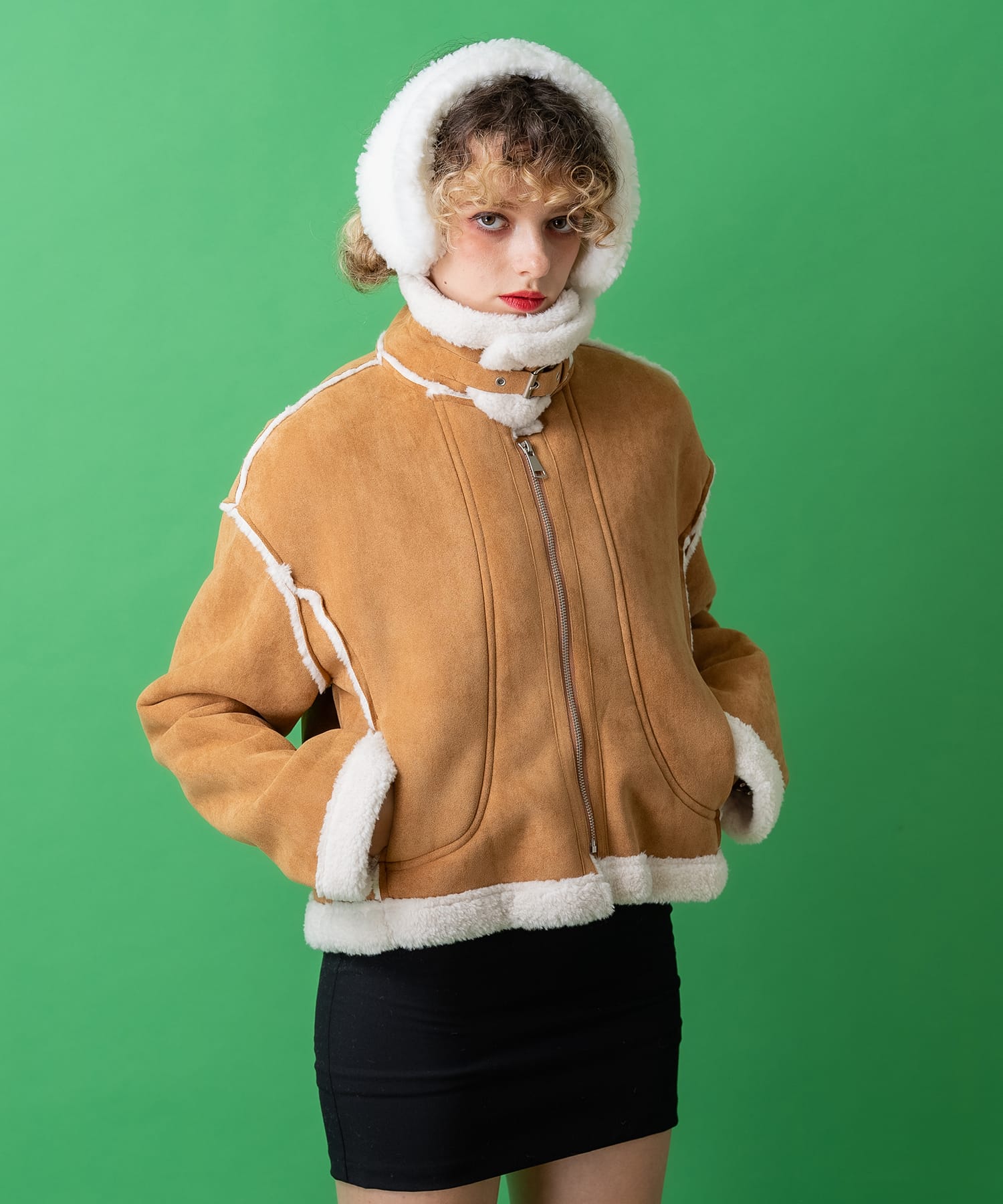 クロップドムートンジャケット / ブルゾン メンズ レディース ユニ