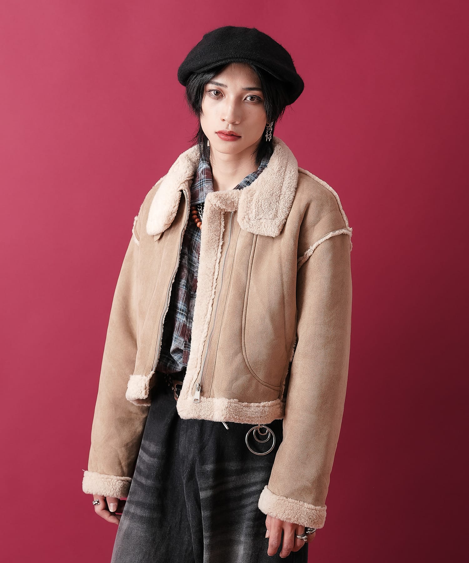 クロップドムートンジャケット / ブルゾン メンズ レディース ユニ