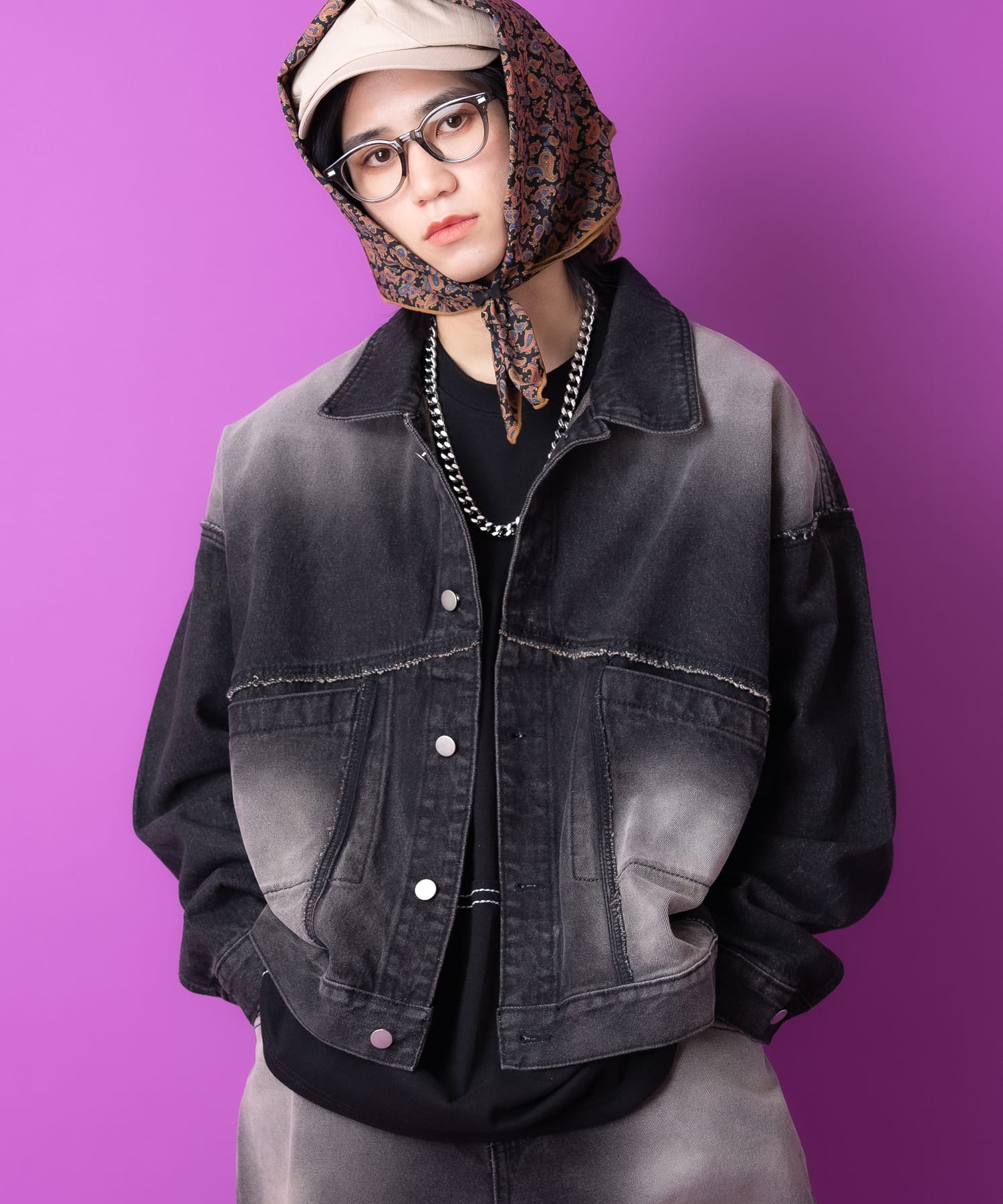 シェーディングサンドウォッシュデニムジャケット / Gジャン