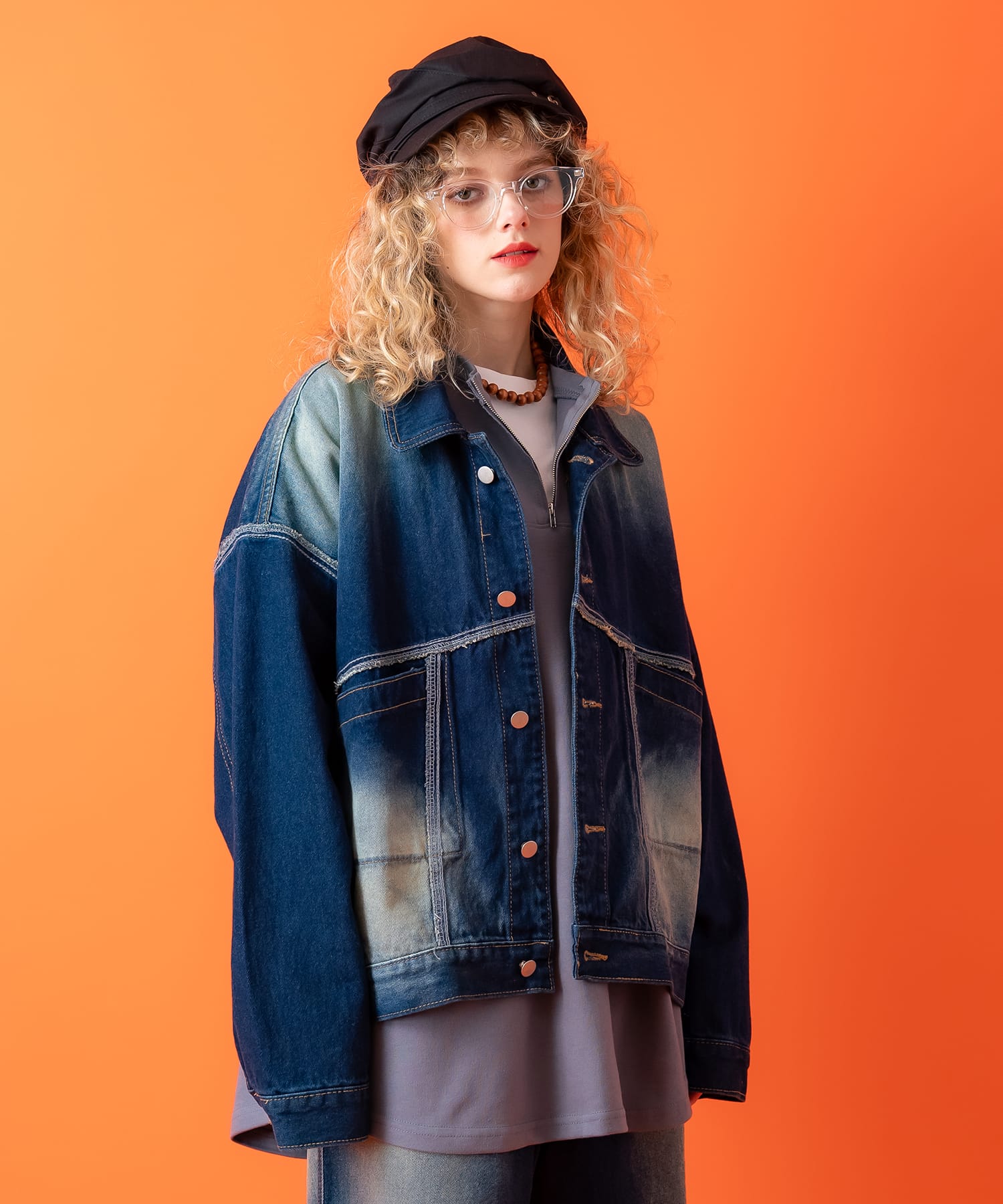 シェーディングサンドウォッシュデニムジャケット / Gジャン