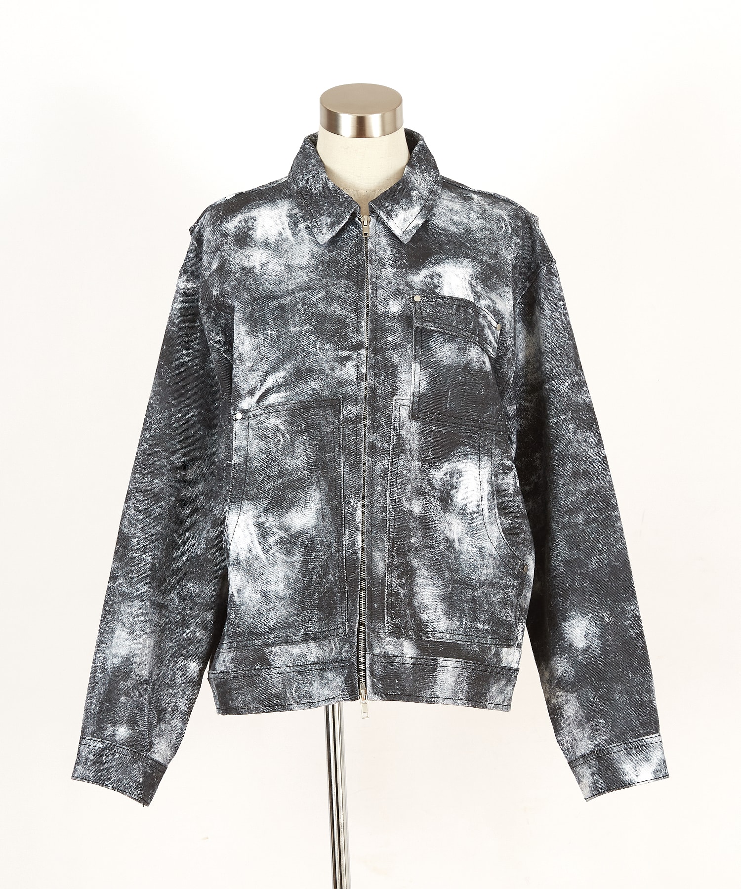 ダート柄コットン短丈ジップアップトラッカージャケット / ユニ