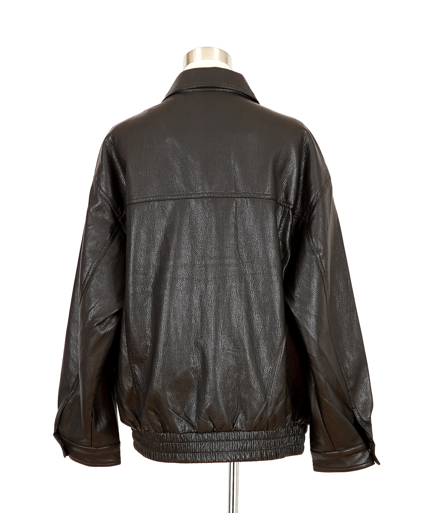 ヴィンテージ加工合成皮革オーバーサイズ比翼ブルゾンA2ジャケット