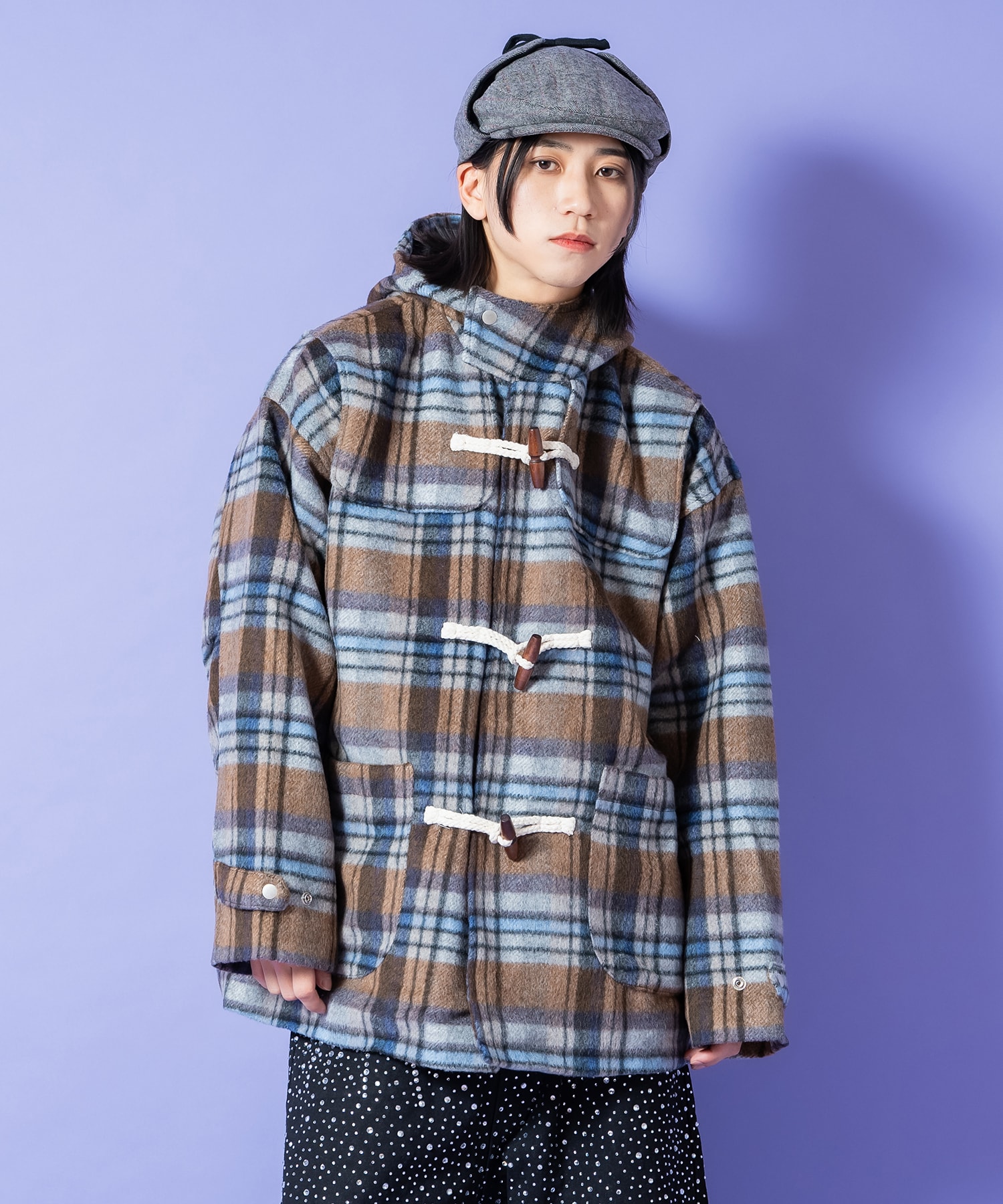 美品 ankoROCK レオパード ファー パーカー ジップ ダッフル コート ankoROCK】ヒョウ柄 ファージャケット ダッフルコート【Freeサイズ