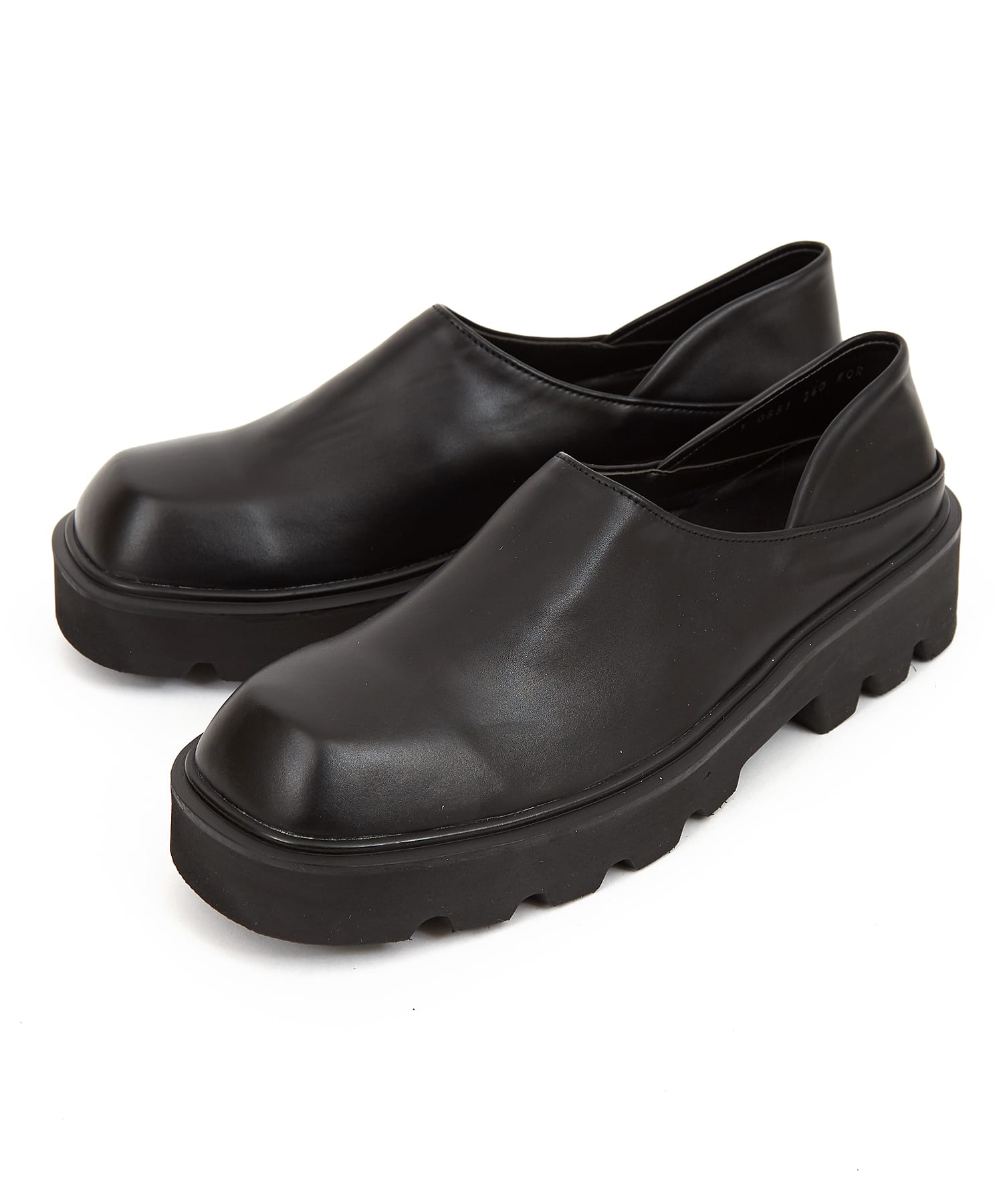 a.p.o.v.  合成皮革スクエアトゥ厚底ドクターシューズ